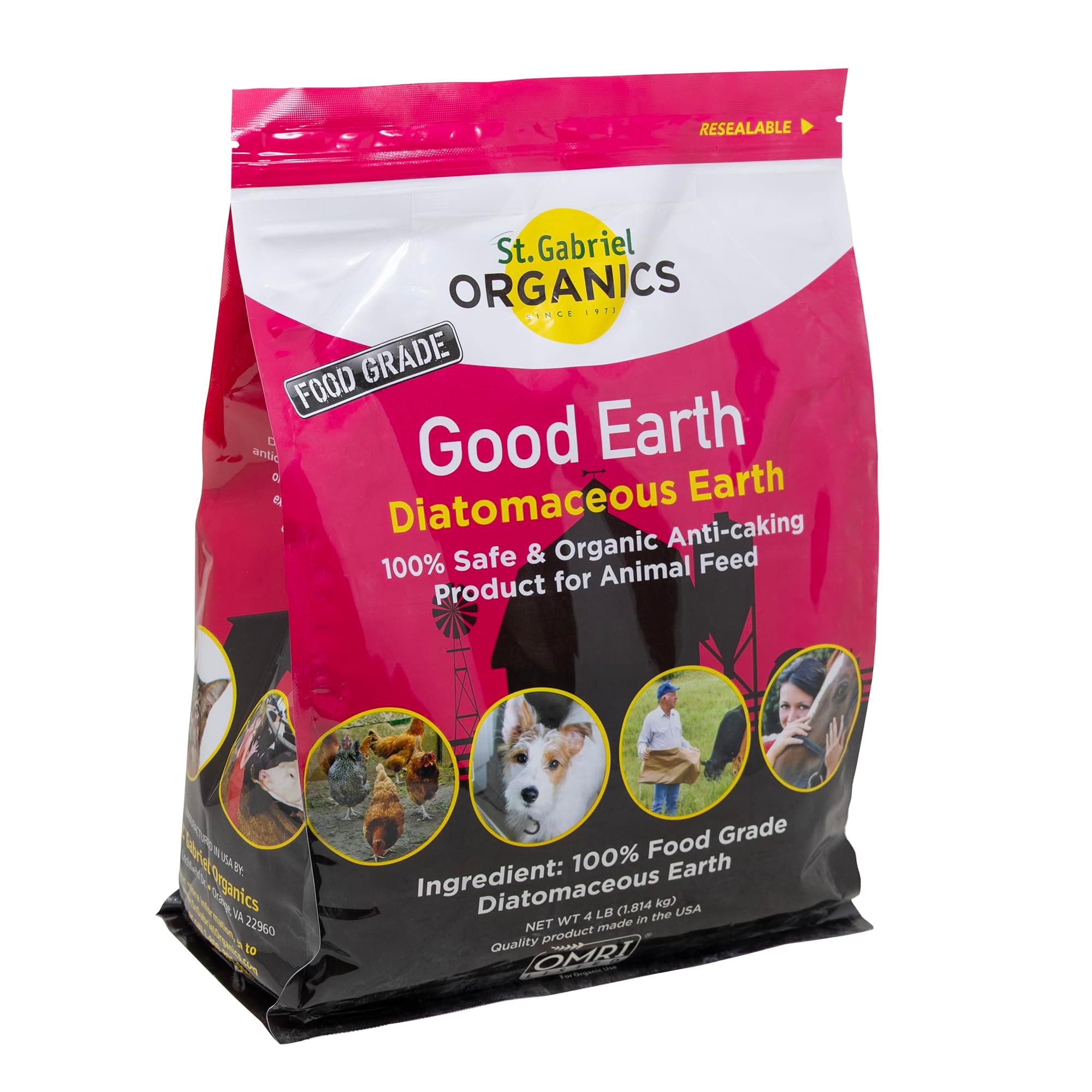 St. Gabriel Laboratories GoodEarth Food-Grade Diatomaceous Earth, 4lbs - Anti-Caking Feed Supplement for Backyard Livestock