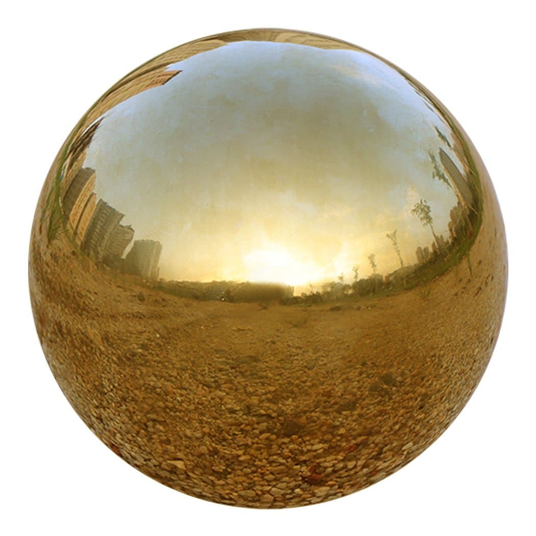 UShodor Gold Stainless Steel Gazing Ball, Durable Hollow Ball Mirror Globe Polished Shiny Sphere for Home Garden (8 Inch)