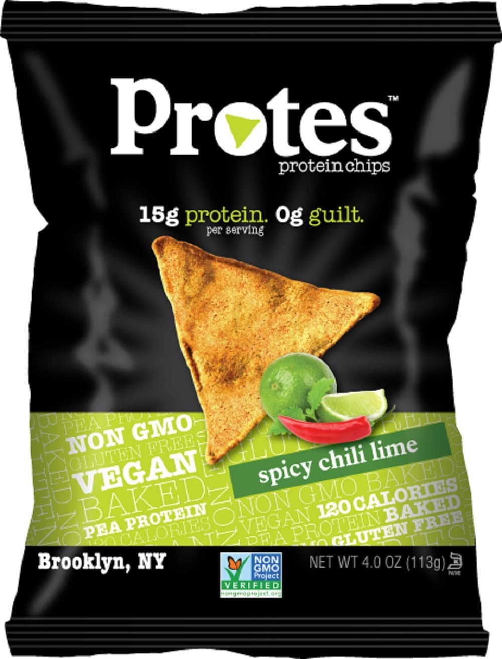 Protein Chips - Spicy Chili Lime - High Protein, Low Carb, Vegan, Gluten-Free, 4 oz. Bag