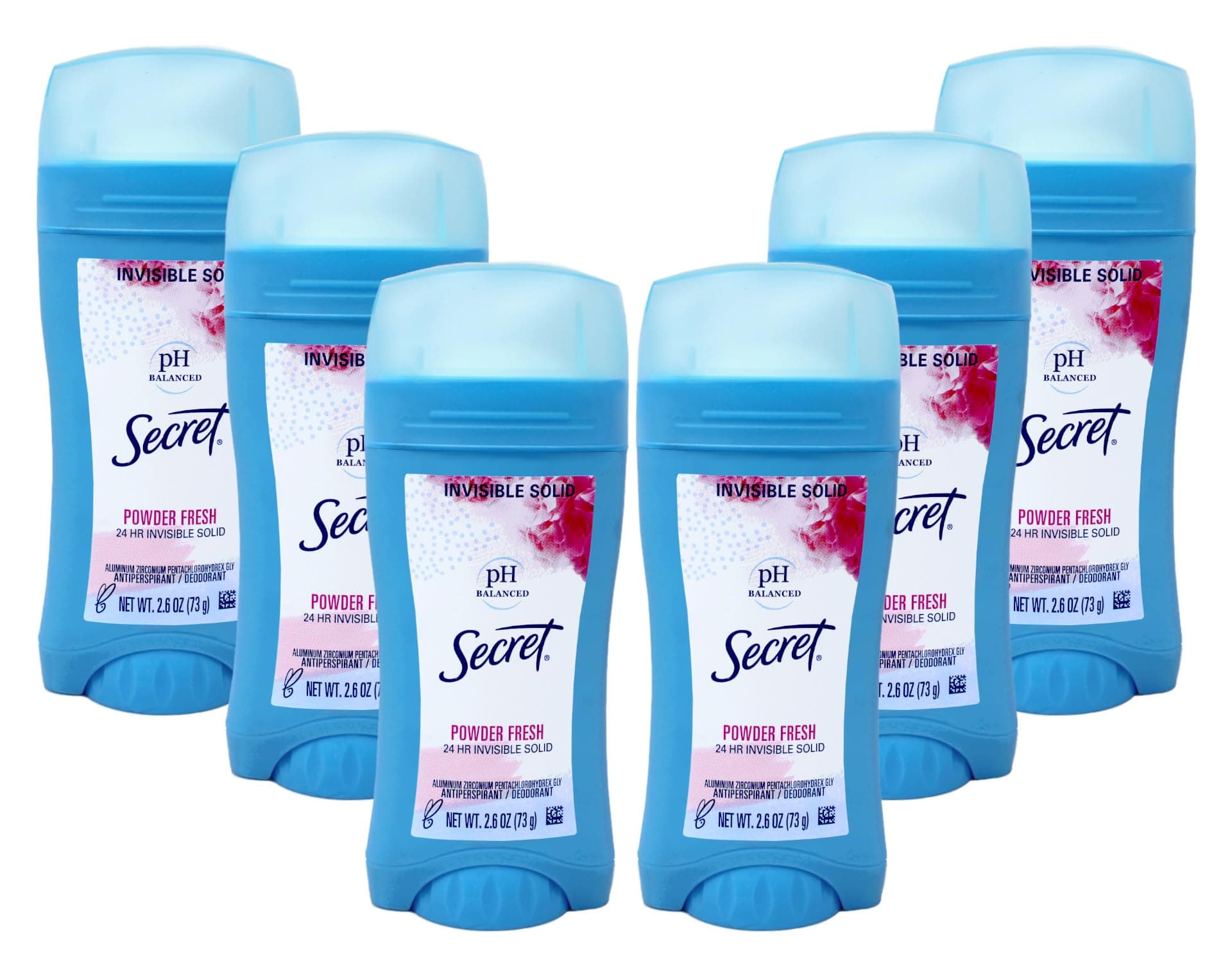 Secret Anti-Perspirant/Deodorant, Invisible Solid, Powder Fresh, 2.6 Oz, Pack of 6
