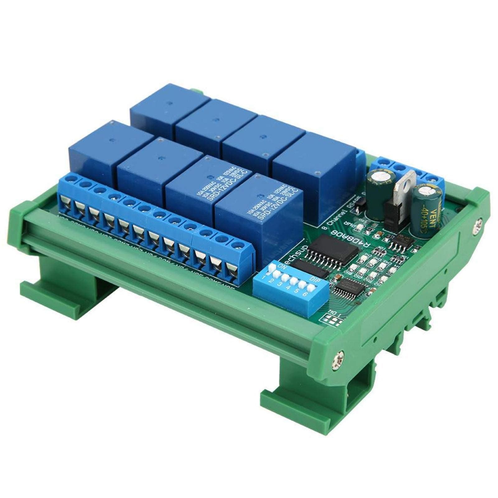 PLC Expansion Board Two Instructions Power Relay Interface Module for RTU Protocol Remote Control for Circuit Board for Signal Interface for PLC(R4D8A08-R with DIN rail box)