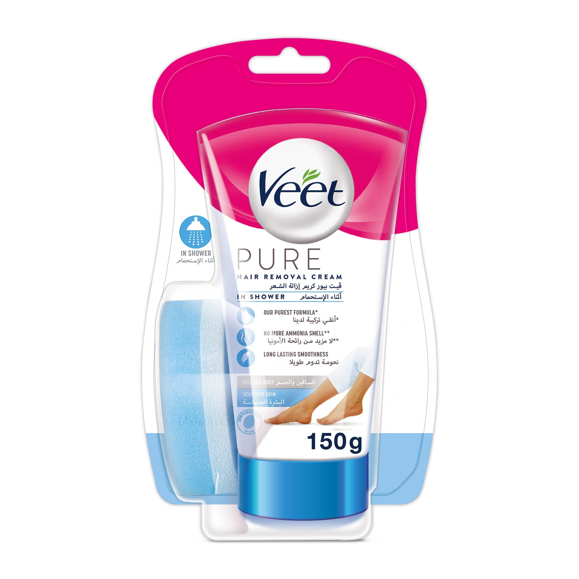 Veet Pure In Shower Hair Removal Cream For Sensitive Skin, 150 g