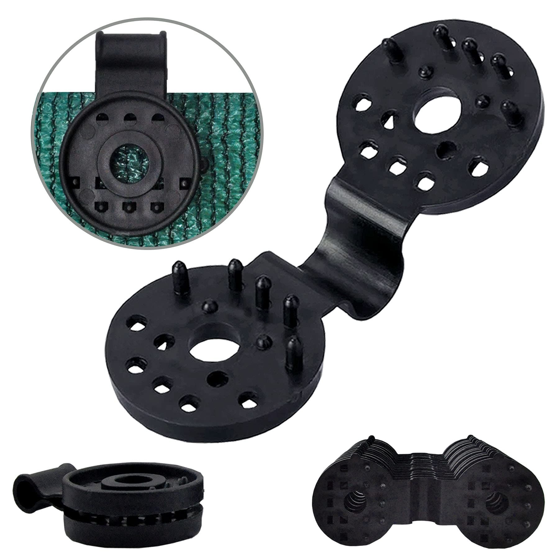 Garden Expert Shade Cloth Clips – 20Pcs Heavy Duty Plastic Clips for Various Knitted Fabric Nets – Net, Mesh, Cover, Sunblock Fabric in Garden Backyard Greenhouse, Black