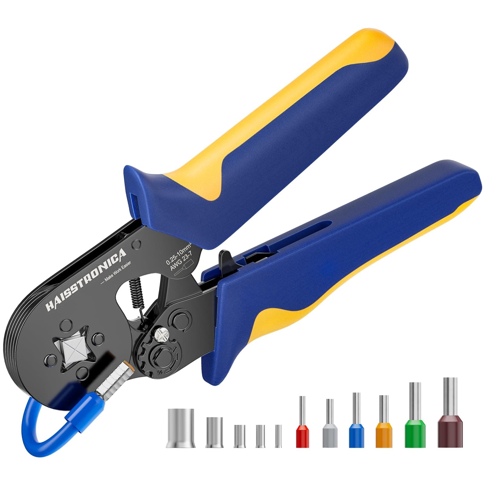 Ferrule Crimping Tool,Quadrilateral Quadrilateral Self-adjustable Ratchet Crimper Tool Pliers for AWG 23-7 Ferrule Crimp Wire Ends Terminals