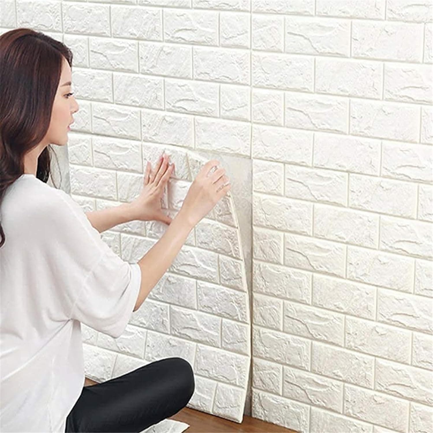JOLOV 10Pcs 3D Wall Panels Peel and Stick - PE Foam DIY Self Adhesive, Waterproof, Perfect for Interior Wall Decor in Bedroom & Living Room - 3D Panels for Interior Wall Decor (White, 30pcs 13×15’’)