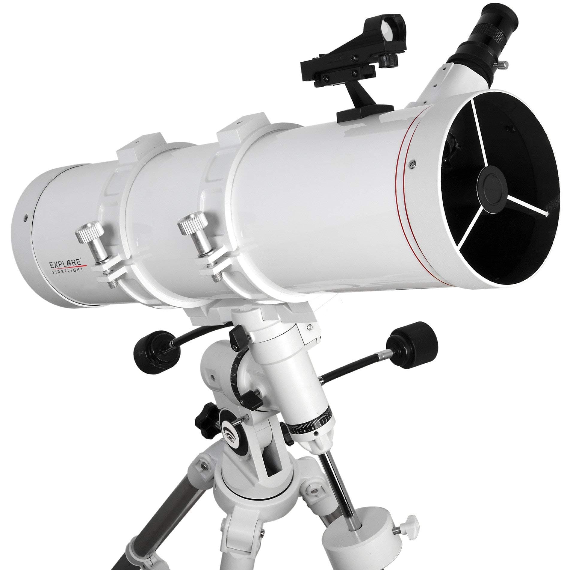EXPLORE FIRSTLIGHT Telescope- 130mm White Tube Newtonian with 600mm Focal Length f/4.6 Telescope with EXOS Nano EQ3 German Equatorial Mount - FL-N130600EQ3