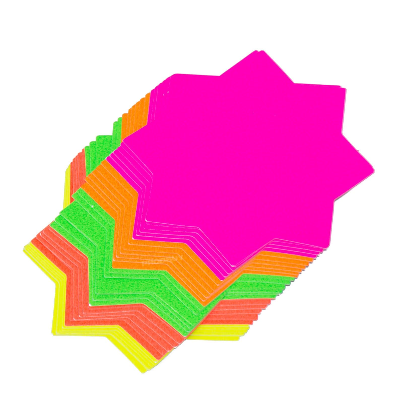 [Pack of 60] Fluorescent Flash Stars 4" Shop Retail Price Signs Sale Cards Notices Neon