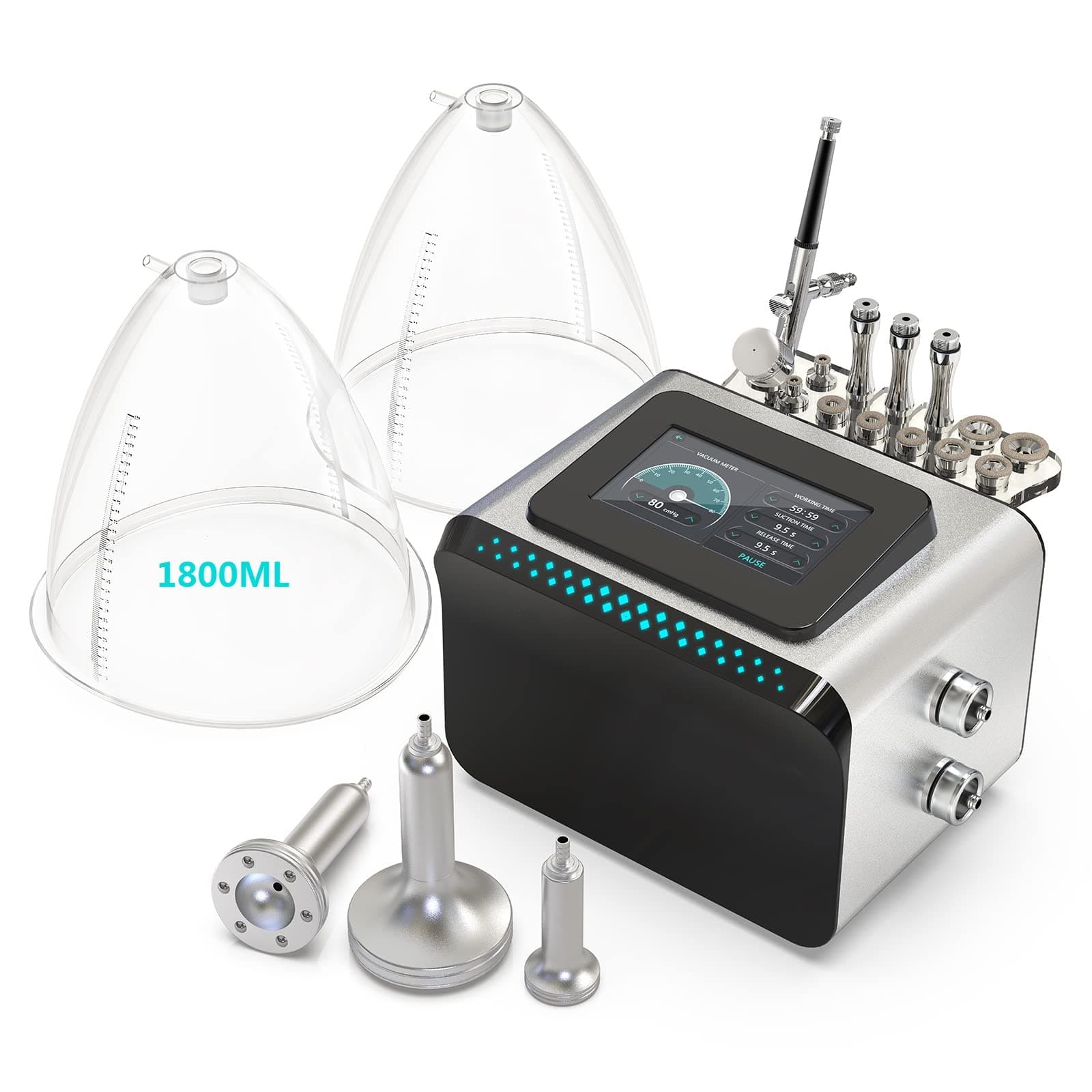 Beauty Star 3 in 1 Vacuum Cupping Therapy Machine with 1800ml Large Cups and Gua Sha Pumps, Professional Diamond Microdermabrasion Machine with Spray Gun, Max Sunction 80cmHg