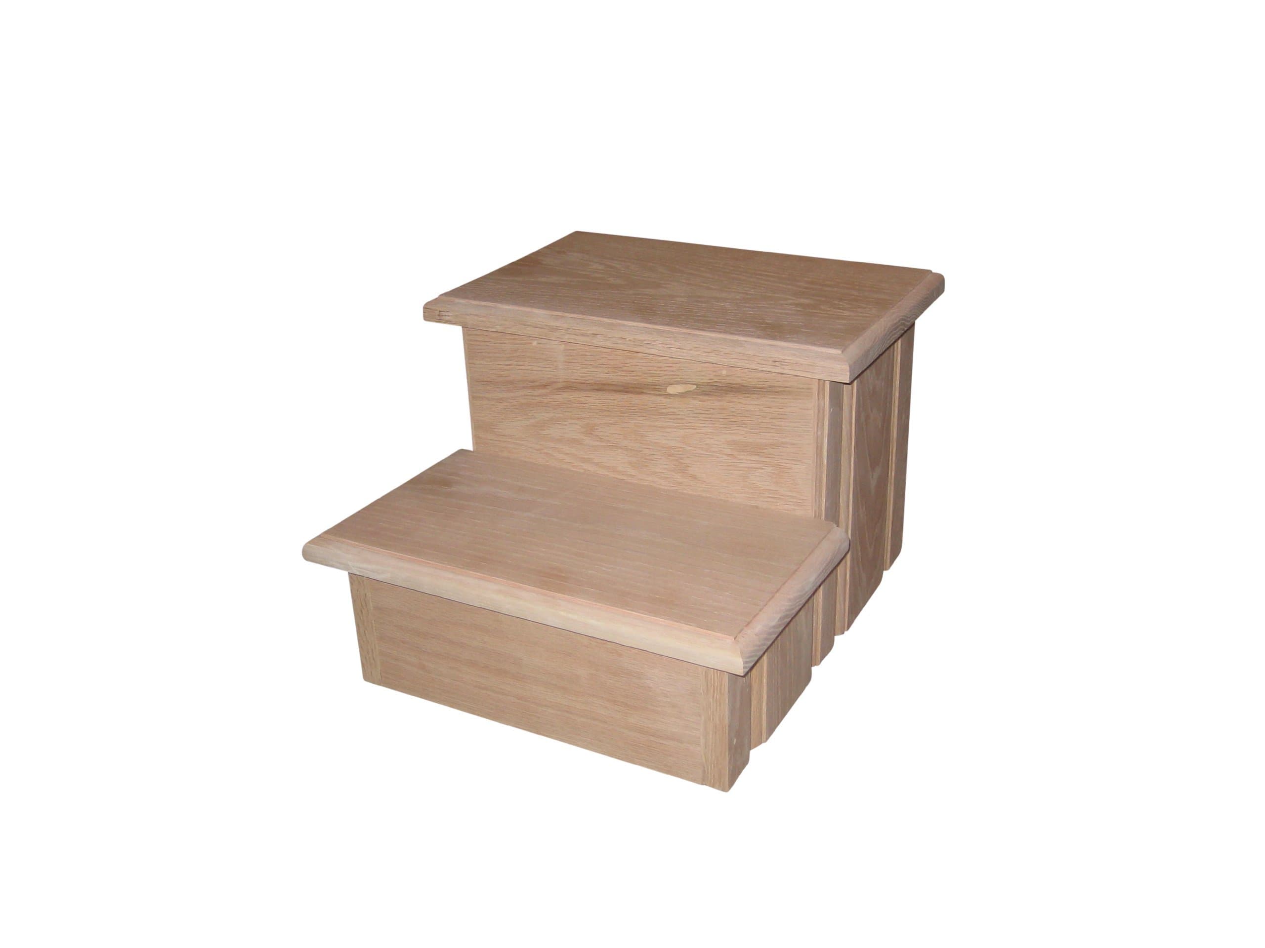 Unfinished Solid Oak Step Stool With Solid Tread 11 ½" Tall