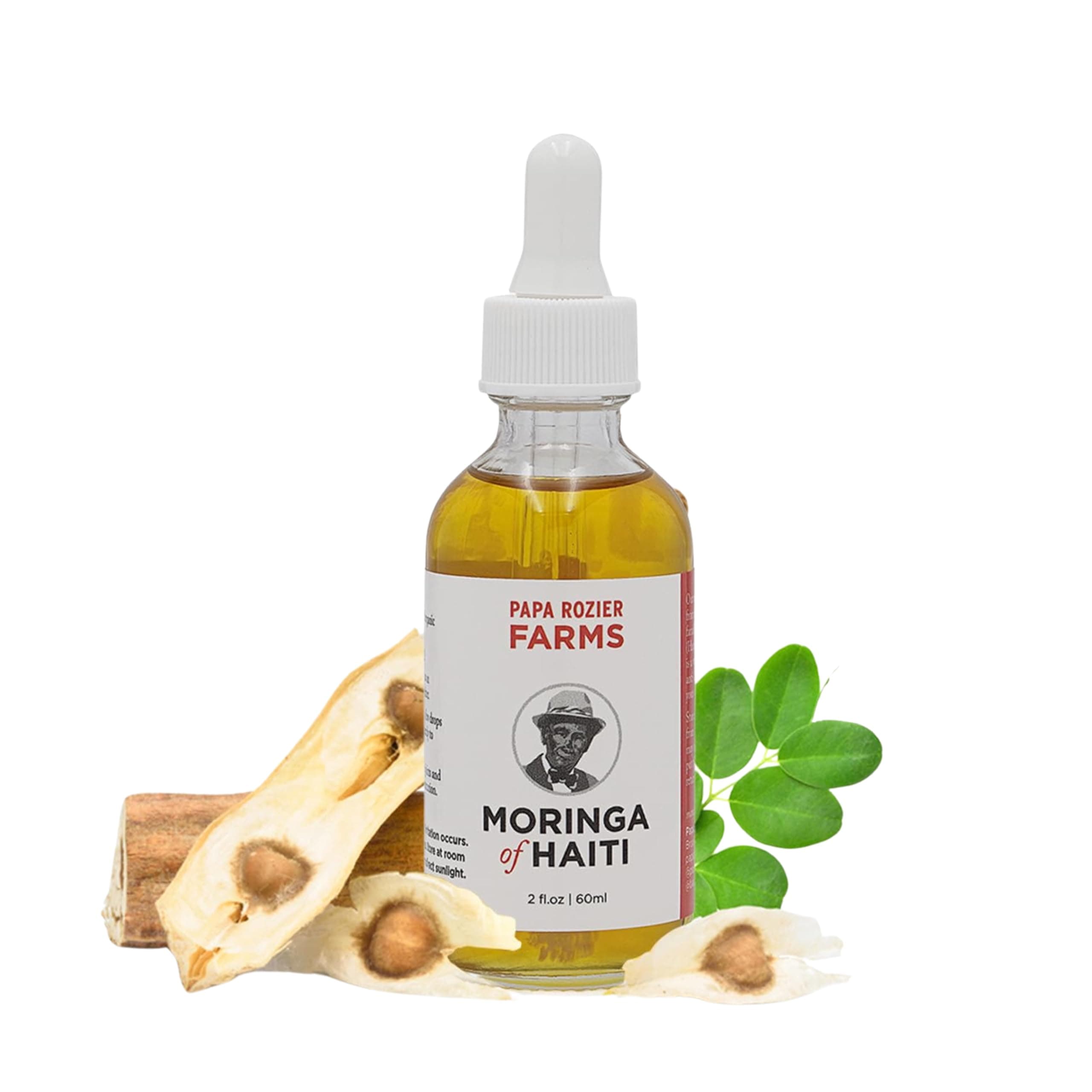 Papa Rozier Farms Moringa Oil of Haiti 2oz - Grown On Our Farms, Crushed In Our Farmhouse in Brooklyn - Undiluted, Cold Pressed, And Unrefined For Hair, Skin, Eyelashes, Eyebrows & Nails - from