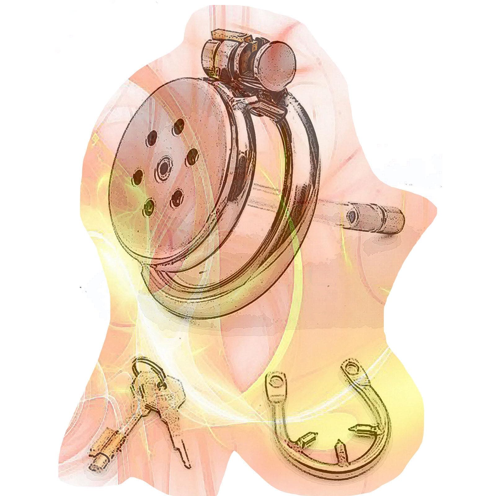 Stainless Steel Flat Cage with Small Rod and Anti-Off Ring, Special Flat Device for Men Cross-Dressing - USHA09a (Silicone Rod, 50mm Ring)