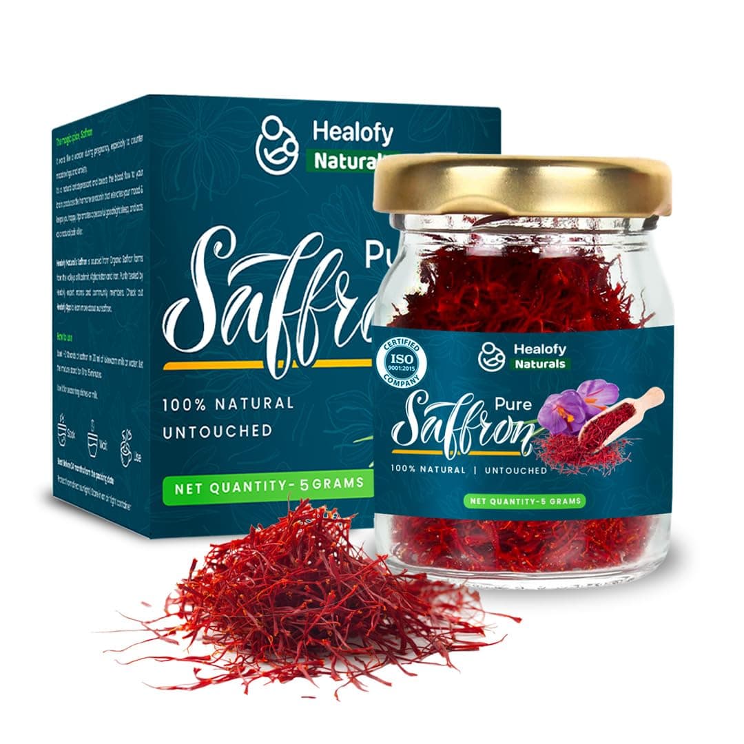 Healofy Naturals Pure Kashmiri Mongra Saffron/Kesar, 5gm | Untouched Grade A++ Saffron Threads | For Pregnant Women