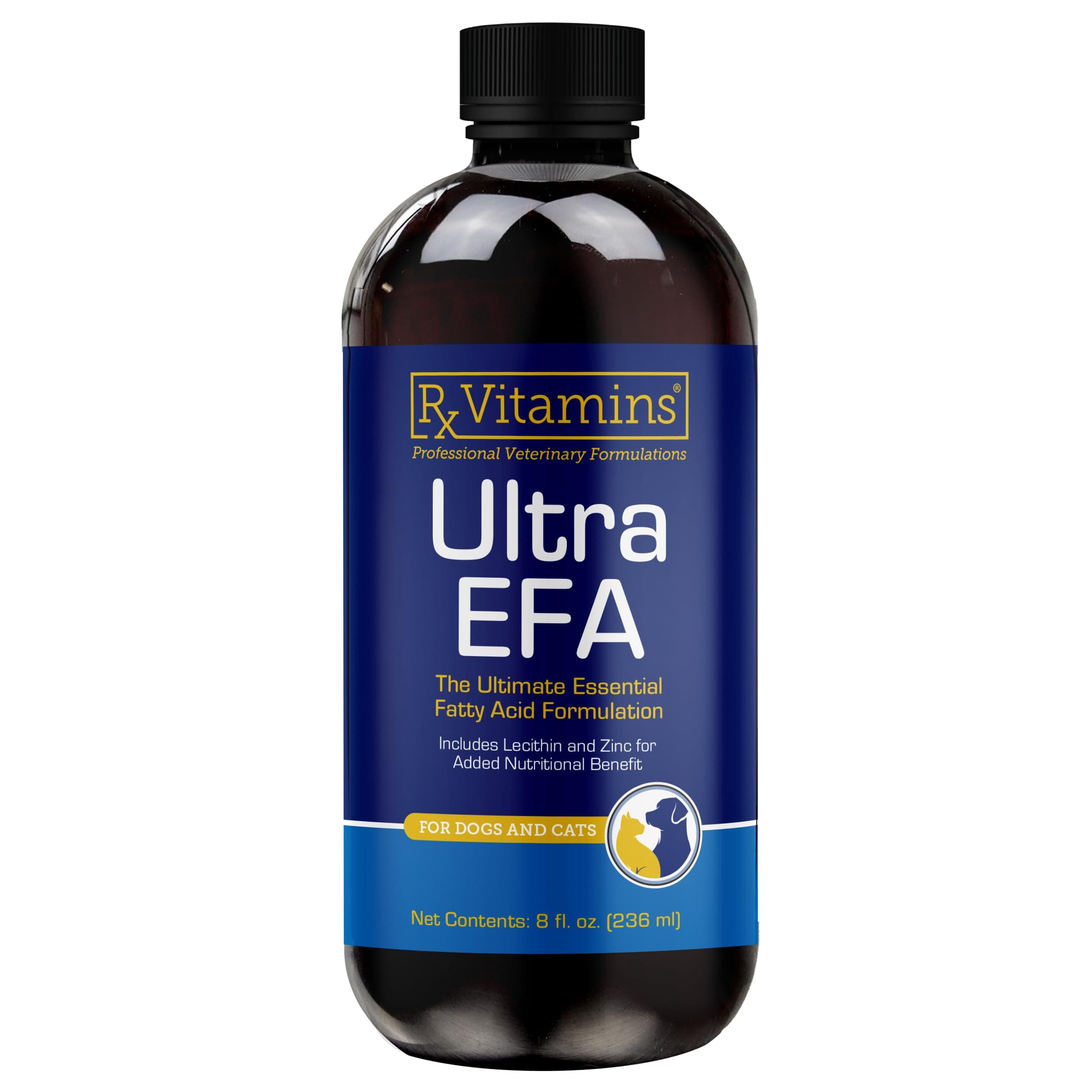 Ultra EFA Omega 3 Fish Oil for Dogs & Cats - Promotes Heart, Brain, and Joint Health with Vitamin E, Biotin, and Zinc - Liquid Fish Oil for Itch Relief, Dog Shedding, Coat Health - 8 oz