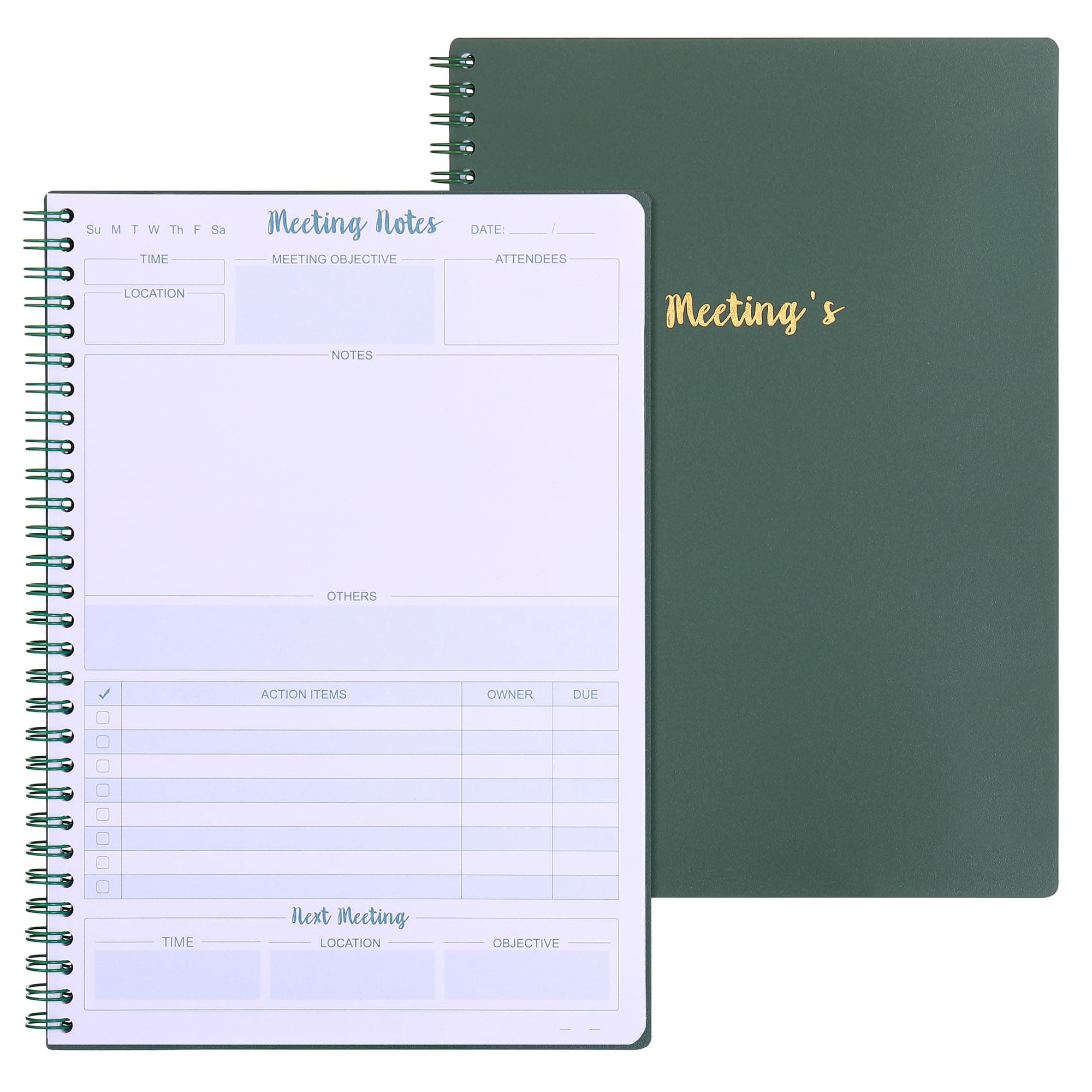 SeQeSMeeting Notebook for Work - Perfect for Project Planning, Note Taking, and Agenda Organization - Durable, Professional, and Stylish - 120 Pages (7”x10”) (Green)