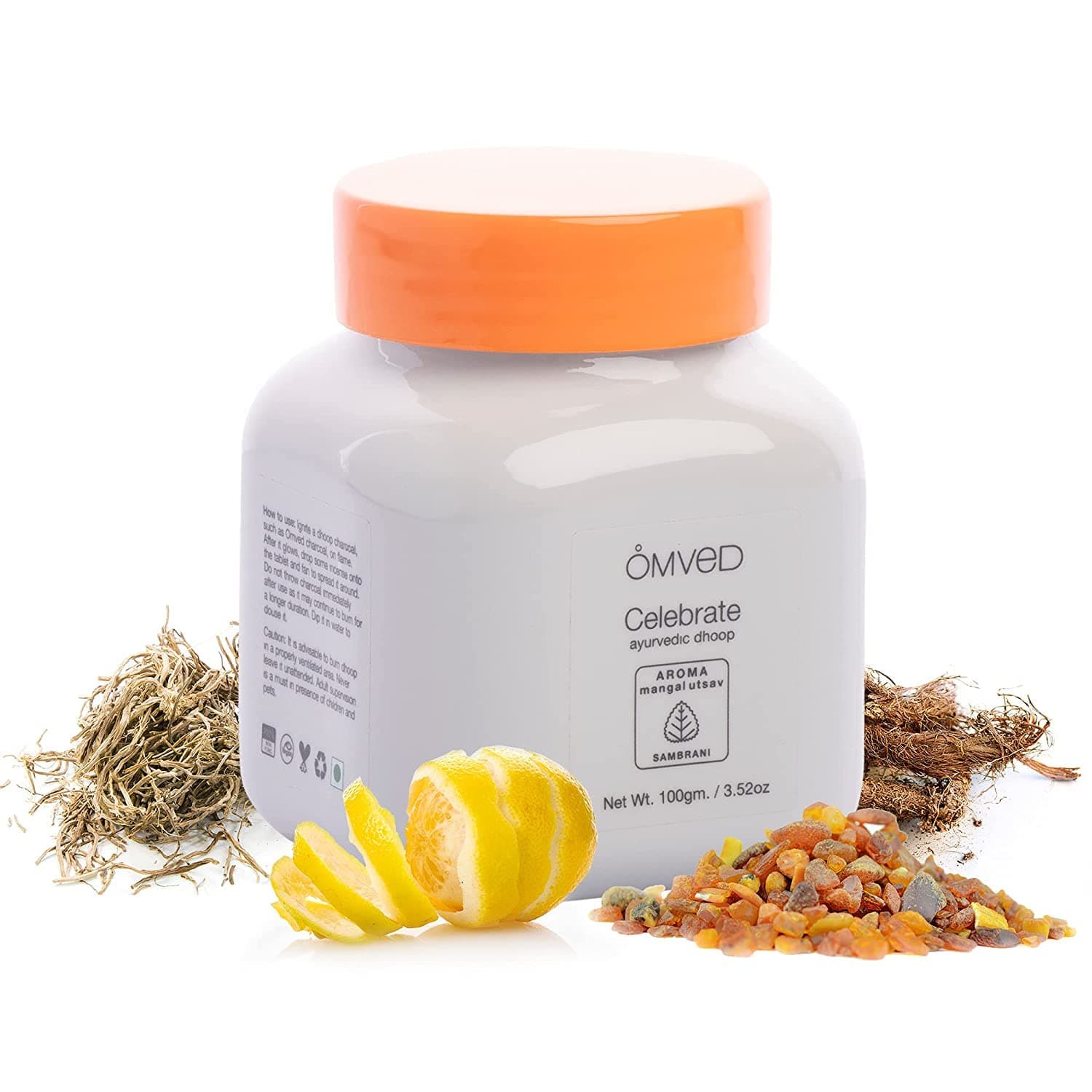 Omved Celebrate - Mangal Utsav Ayurvedic Sambrani Dhoop Powder/Bakhoor - 100% Natural & Non-Toxic Ayurvedic Blend (100g)