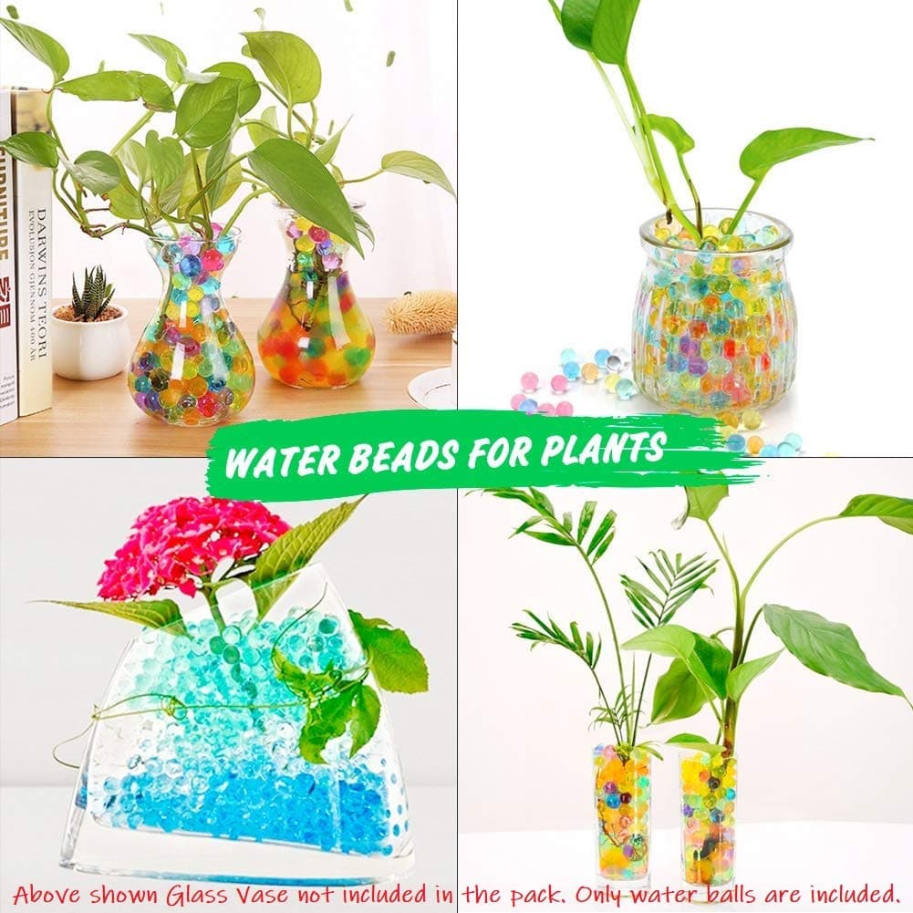 Happie Shop Crystal Round Polymer Water Gel Beads Water Balls for Decorations, Vase Fillers, Plant Soils and More. (Pack of 2 Bottles, 1000 Pcs Each)