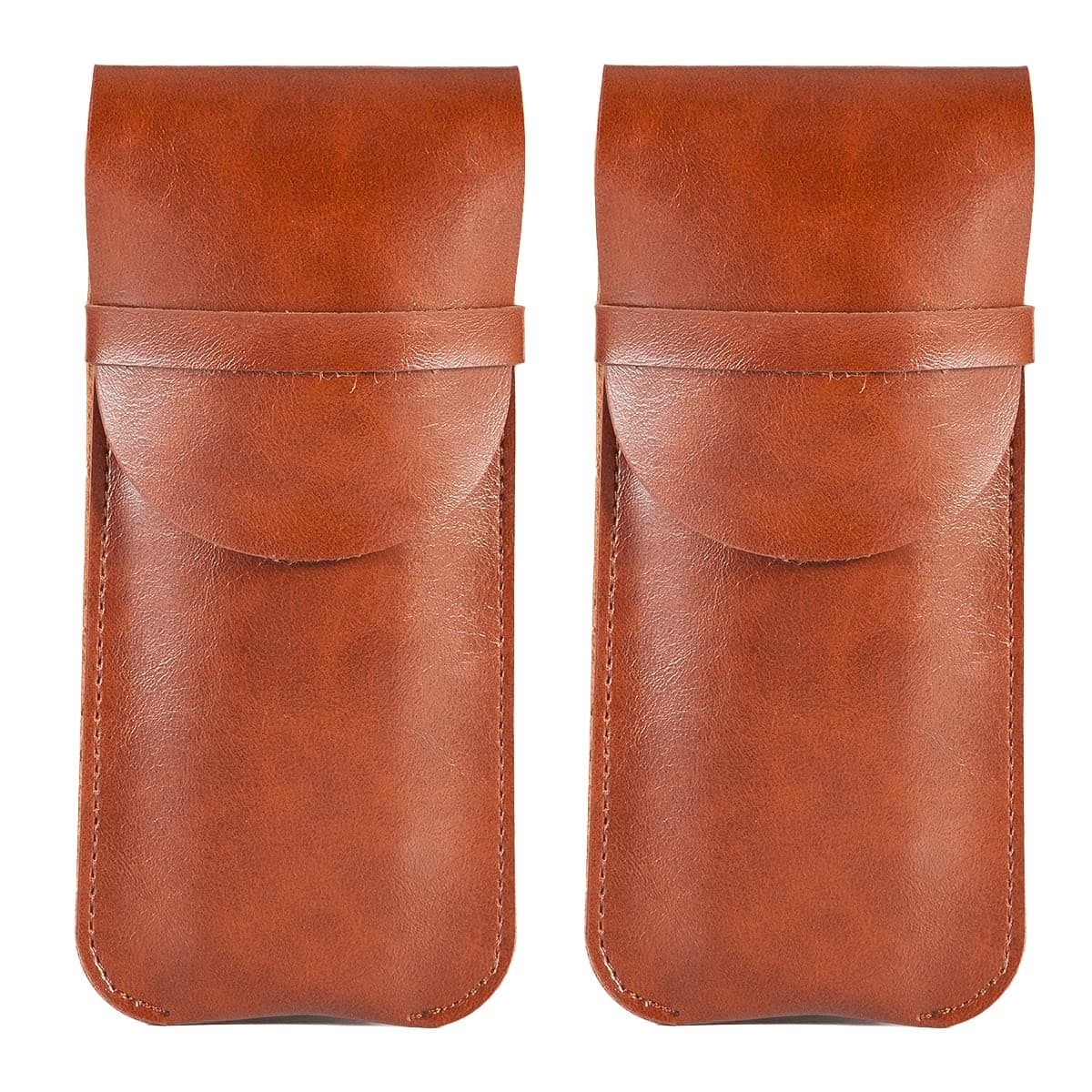 Vintage Leather Pencil Pouch - Soft Leather Pencil Sleeve Pen Holder Case Pocket Protector, Home Office Supplies - Brown