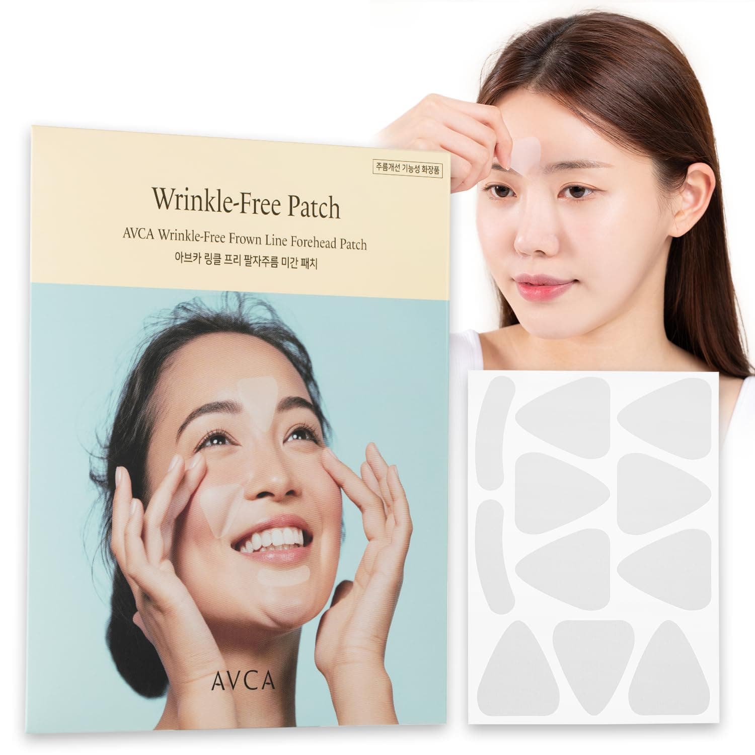 AVCA Face Patch, Wrinkle Improvement, For Eyebrows, Forehead, Laughing, Korean Cosmetics, Penetrating Type, Lift Up, Easy Care, Non-Needle, Wrinkle Removal, Pack of 55