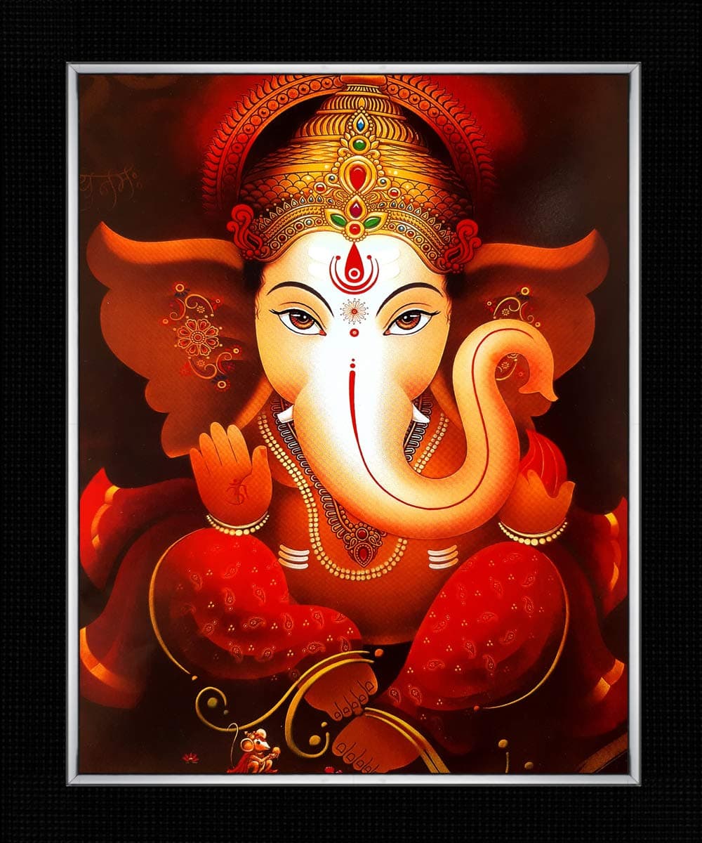 Shree Wood Religious Wall Painting, Black, Lace, 24.5 cm x 29 cm x 1 cm