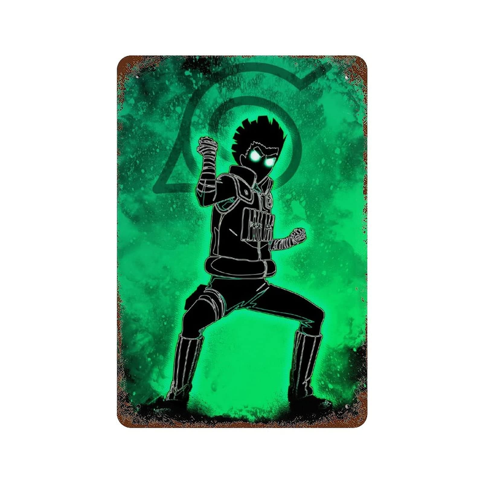 Keviewly Naruto Konoha Village's Blue Beast Might Guy Green Soul Tin Sign Metal Sign Metal Decor Wall Sign Wall Poster Wall Decor Door Plaque 11.8x7.9in