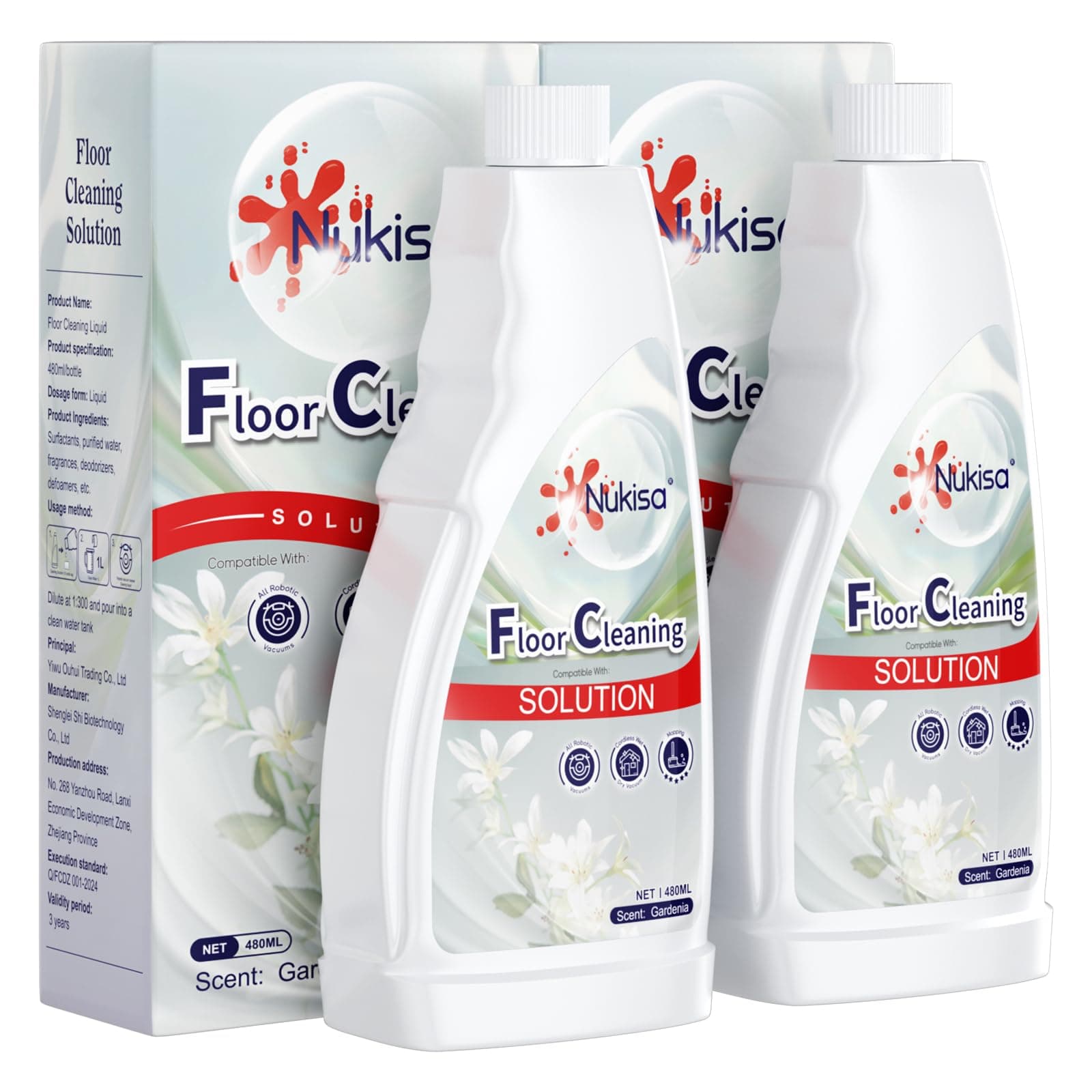 Gardenia Scent Floor Cleaning Solution Compatible With Roborock Robot Vacuum And Mop Cleaner， Deep Cleans For Multiple Hard Floors, Suitable With All Robot Vacuums With Mopping (2)