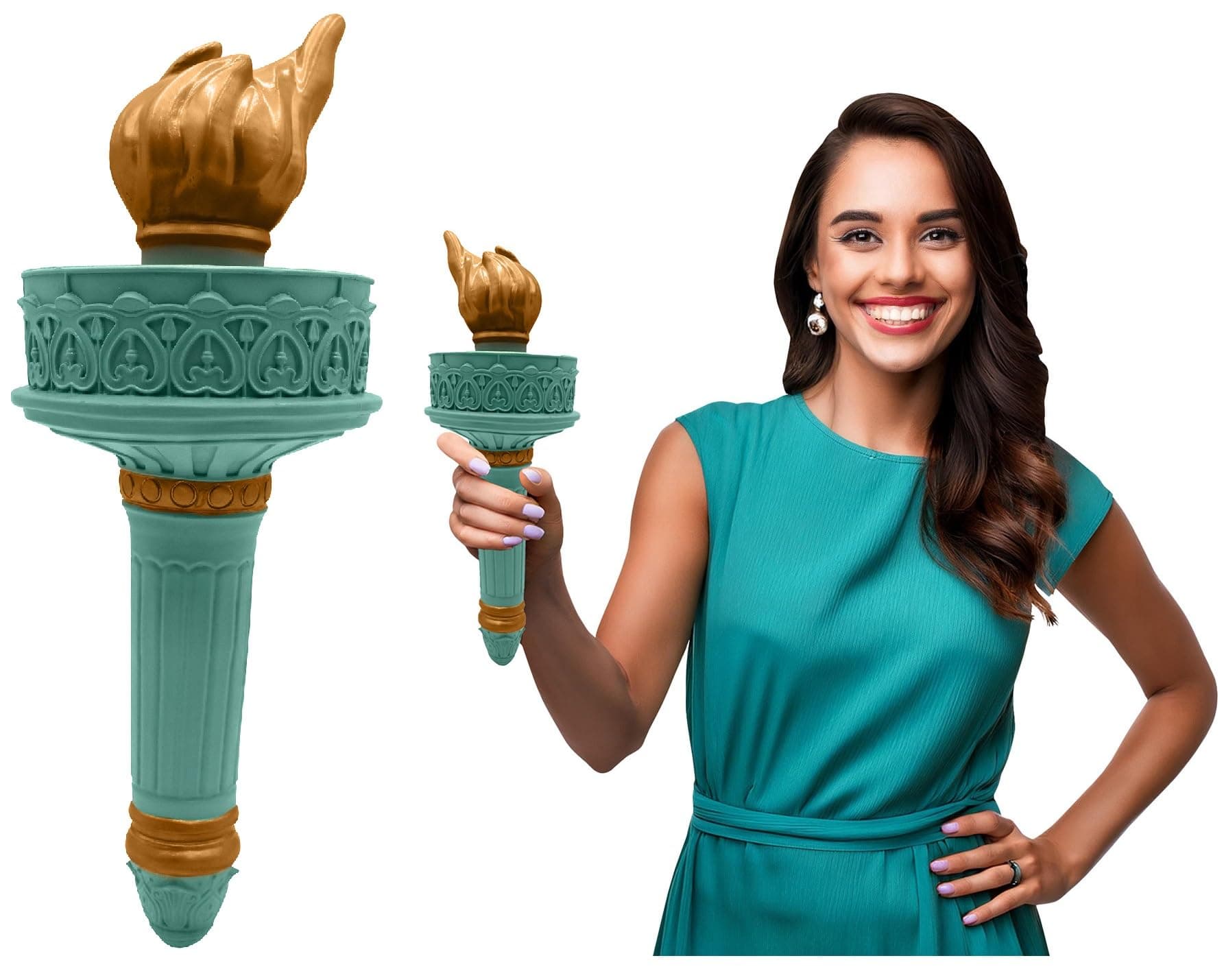 Nicky Bigs NoveltiesStatue of Liberty Torch Costume Prop Accessory Adult Deluxe Lady Liberty Torches Cosplay for Halloween Costume Parties Parades Accessory Decorative Torch
