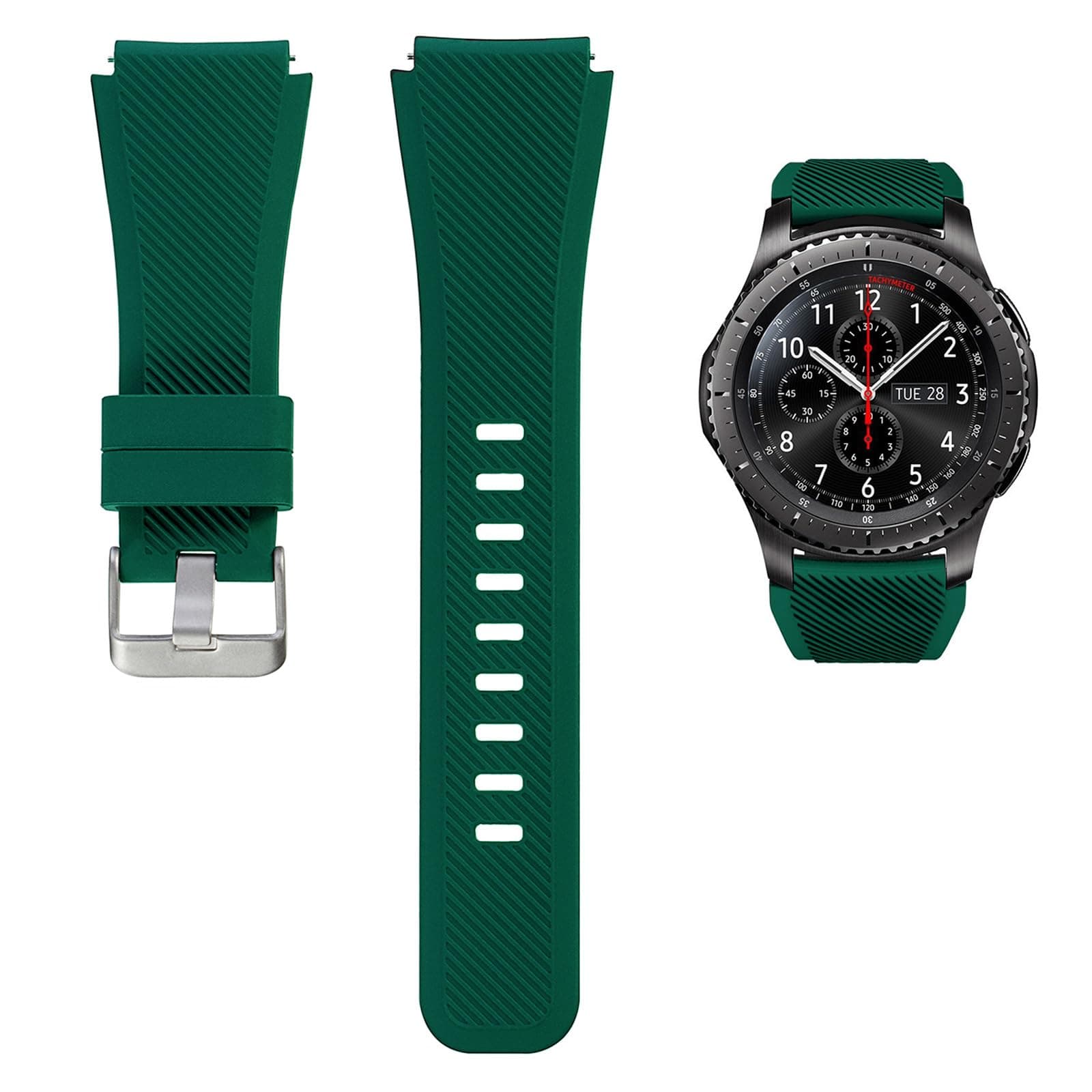 T Tersely Sport Band Strap for Samsung Galaxy Watch 3 45mm / Samsung Gear S3 Frontier Classic, 22mm Soft Silicone Metal Buckle Replacement Bands Sports for Galaxy Watch 46mm