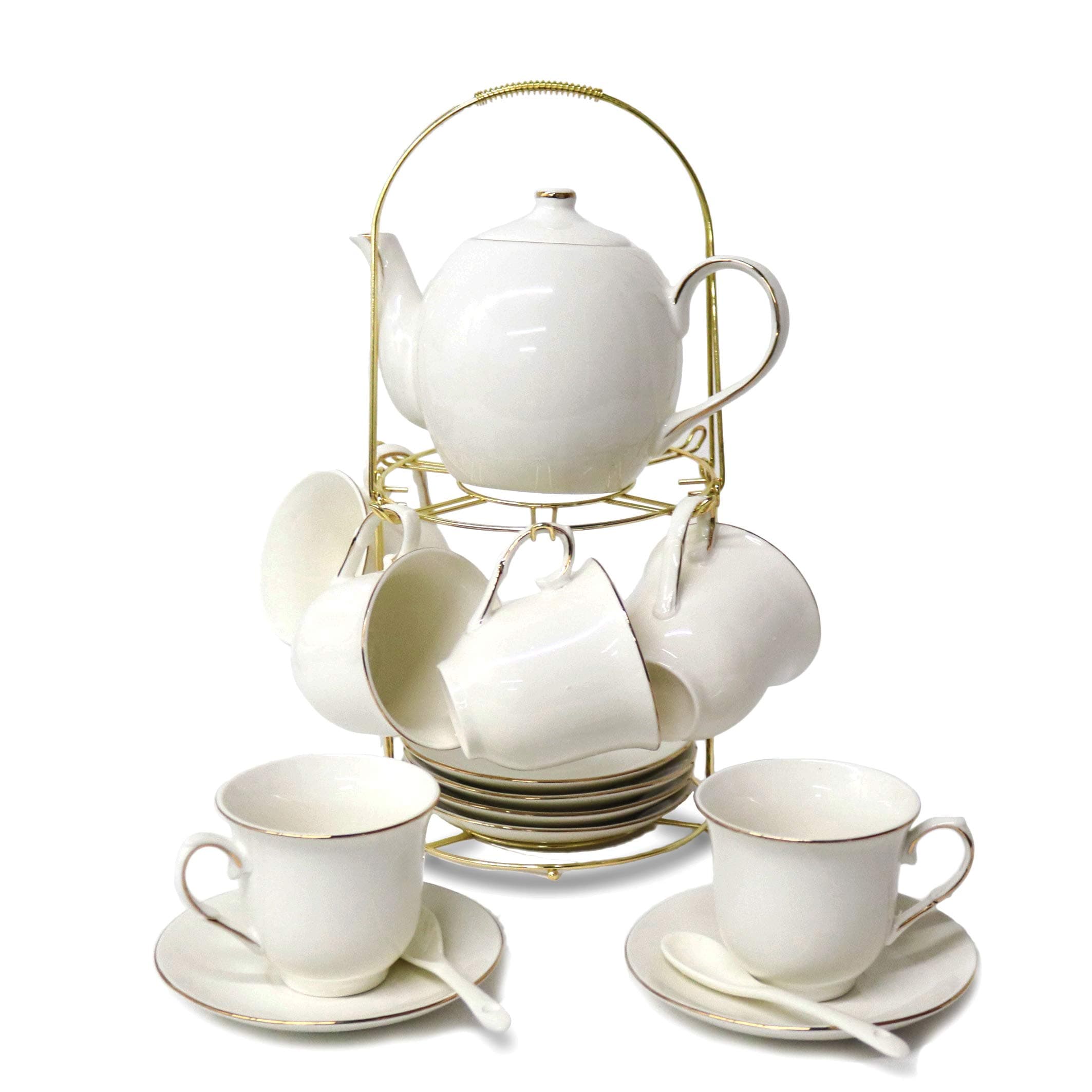 RUXINGGU Coffee Set Tea,Tea Set Afternoon Tea Piece Ceramic Coffee Set Afternoon Tea Coffee Tea Coffee Set,700ML/Pot, 160ML/Cup.