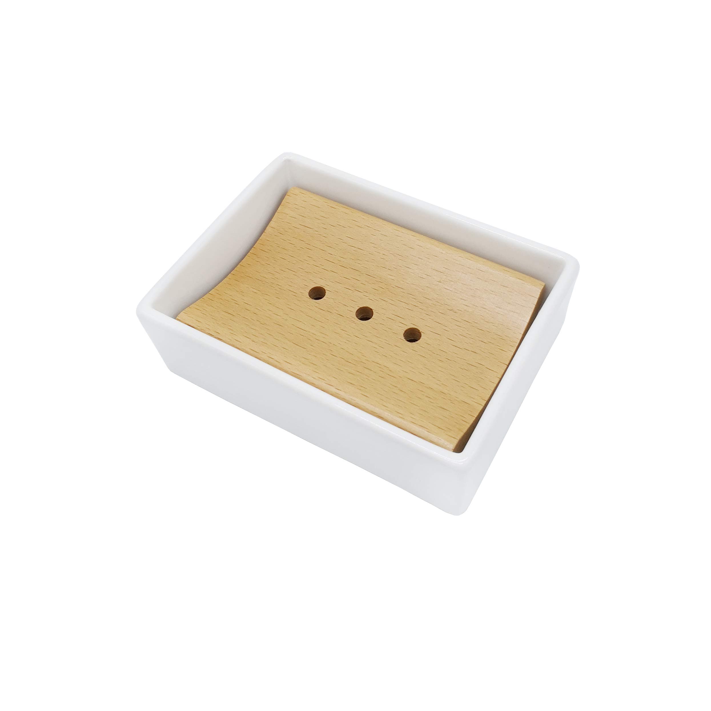 Lofekea Ceramic Soap Dish Soap Holder for Bathroom and Shower Double Layer Draining Soap Box