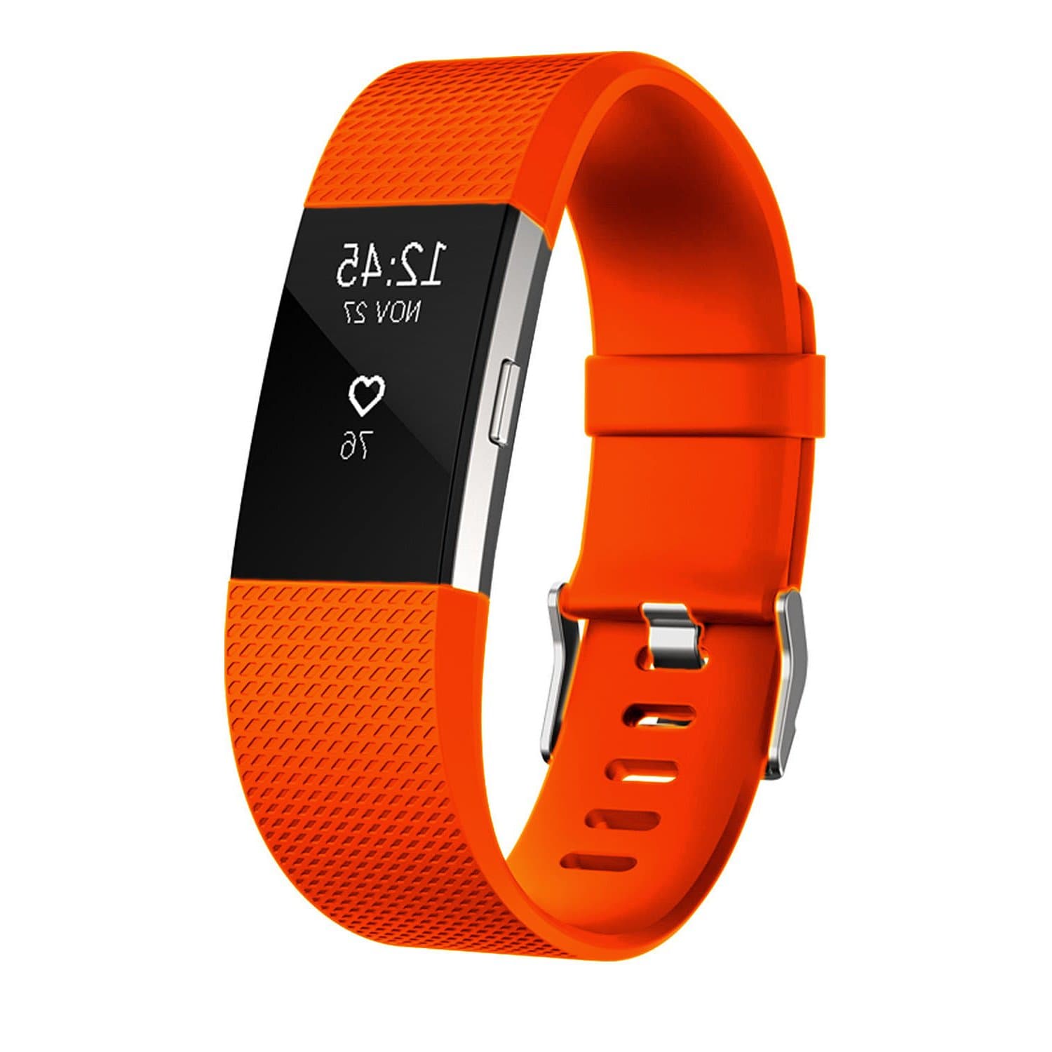 Fitbit Charge 2 Bands, orange Silicone Bands with Metal Buckle / Replacement Sport Strap for Fitbit Charge 2 small size