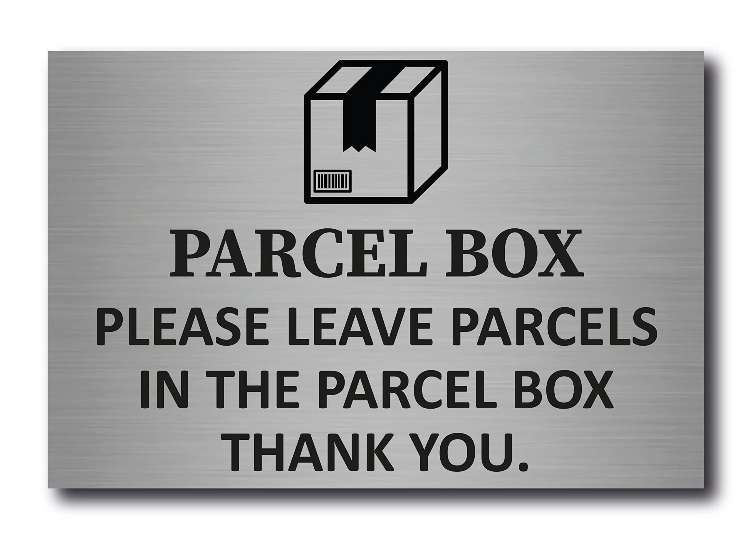 Please Leave Parcels in the Parcel Box Sign – Metal Aluminium Plaque, Weatherproof, 15 x 10 cm