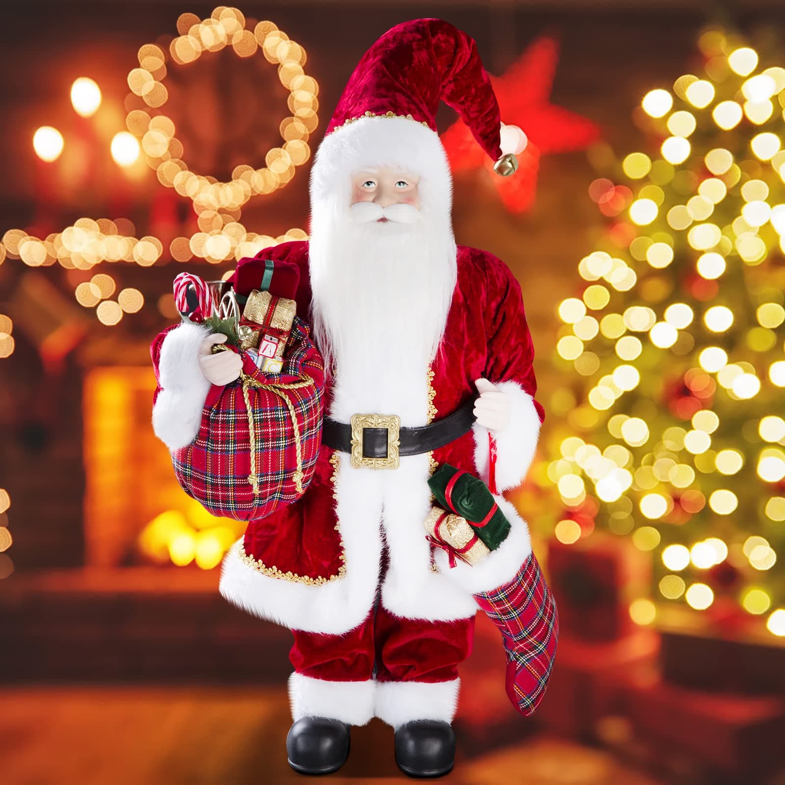 ZOGIN Christmas Santa Claus, 24" Santa Claus Ornaments Decorations Traditional Standing Father Christmas Santa Claus Figure Xmas Decoration