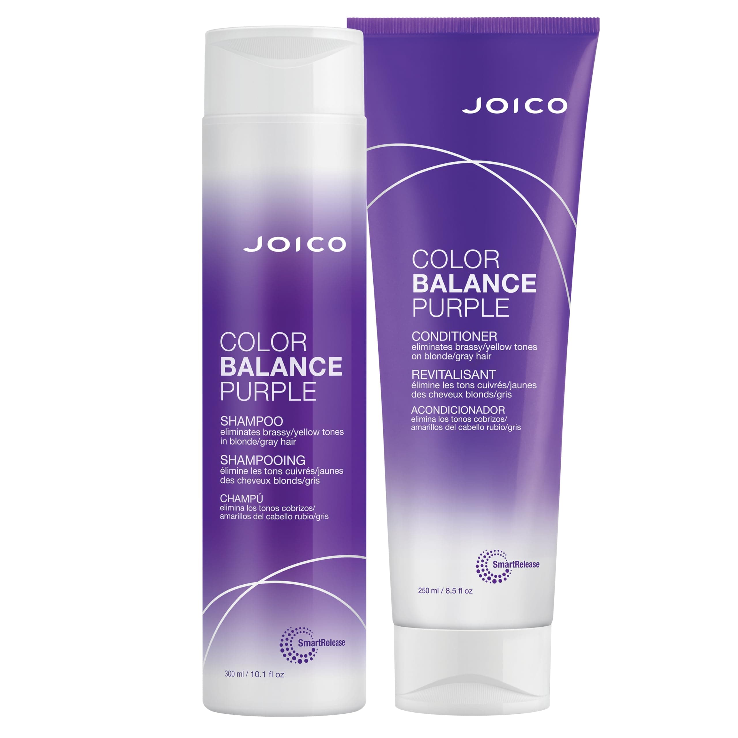 Color Balance Purple Shampoo & Conditioner Set, Eliminate Brassy and Yellow tones, for Cool Blonde or Gray Hair