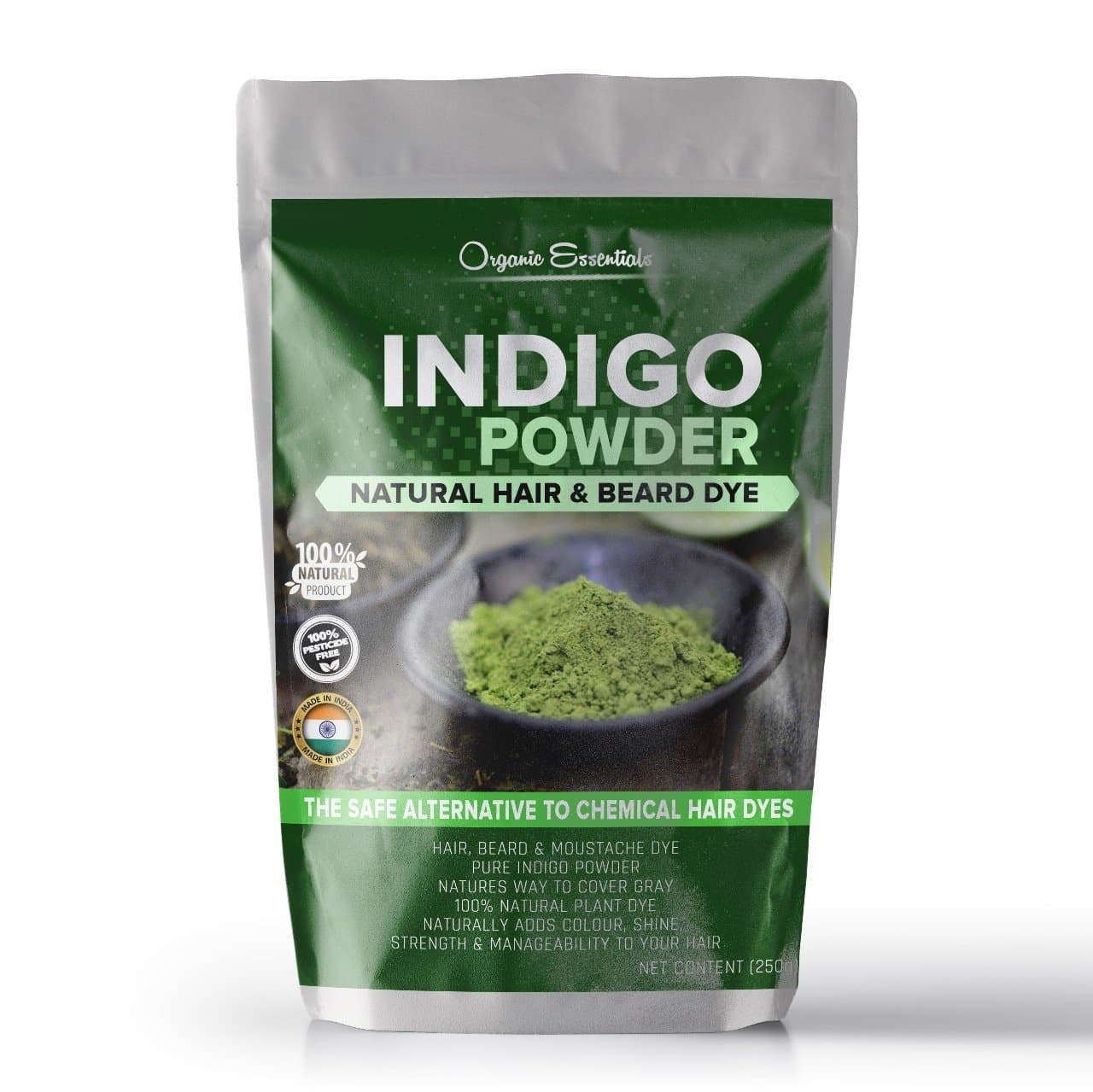 Indigo Powder for Hair Black and Beard Dye (Indigofera Tinctoria) Indigo Powder Natural,Indigo Powder Organic 100% Pure by Organic Essentials (1000 Grams)