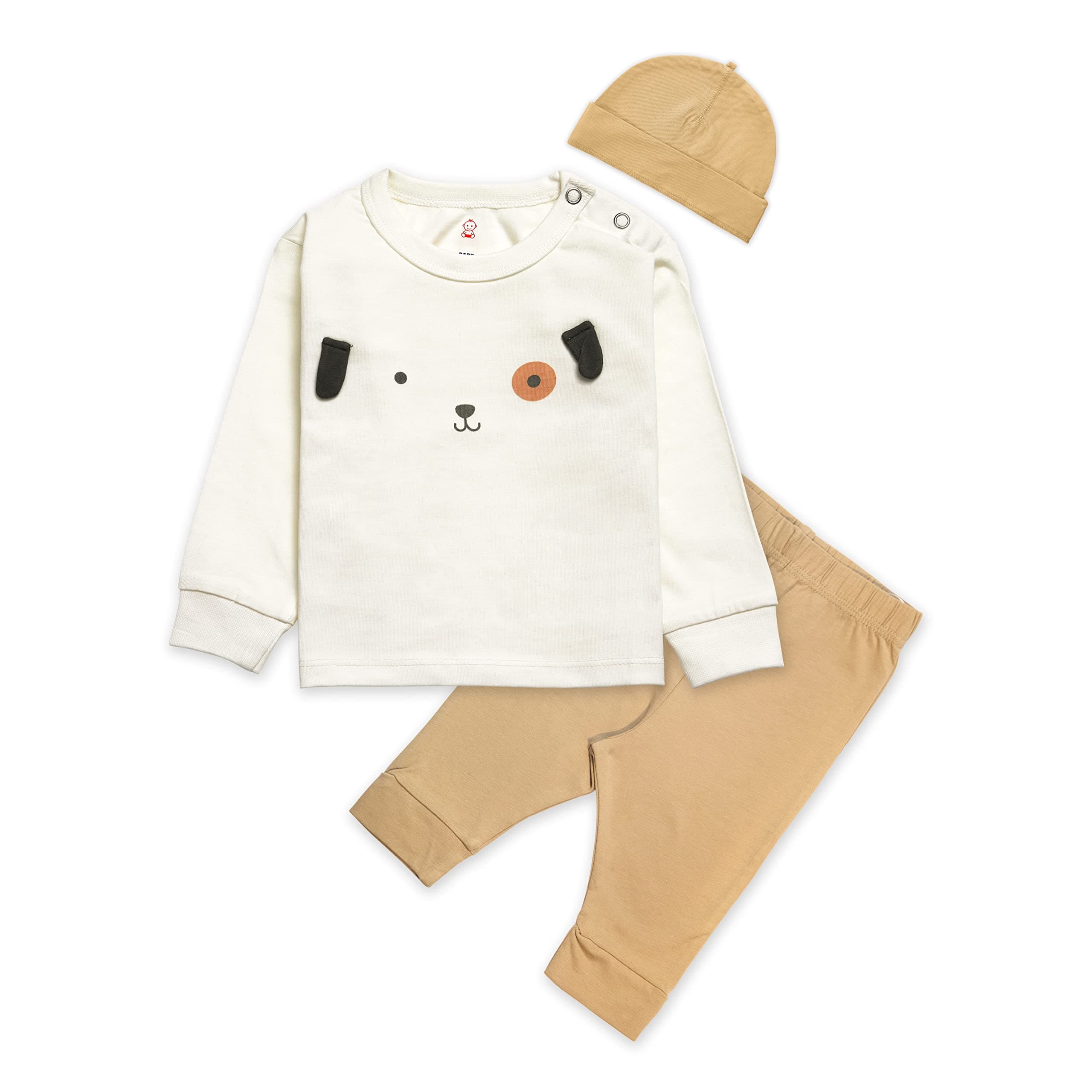 Cotton Clothing Sets for Boys & girls - Unisex Clothing sets Full Sleeve T-shirt Pant & Cap