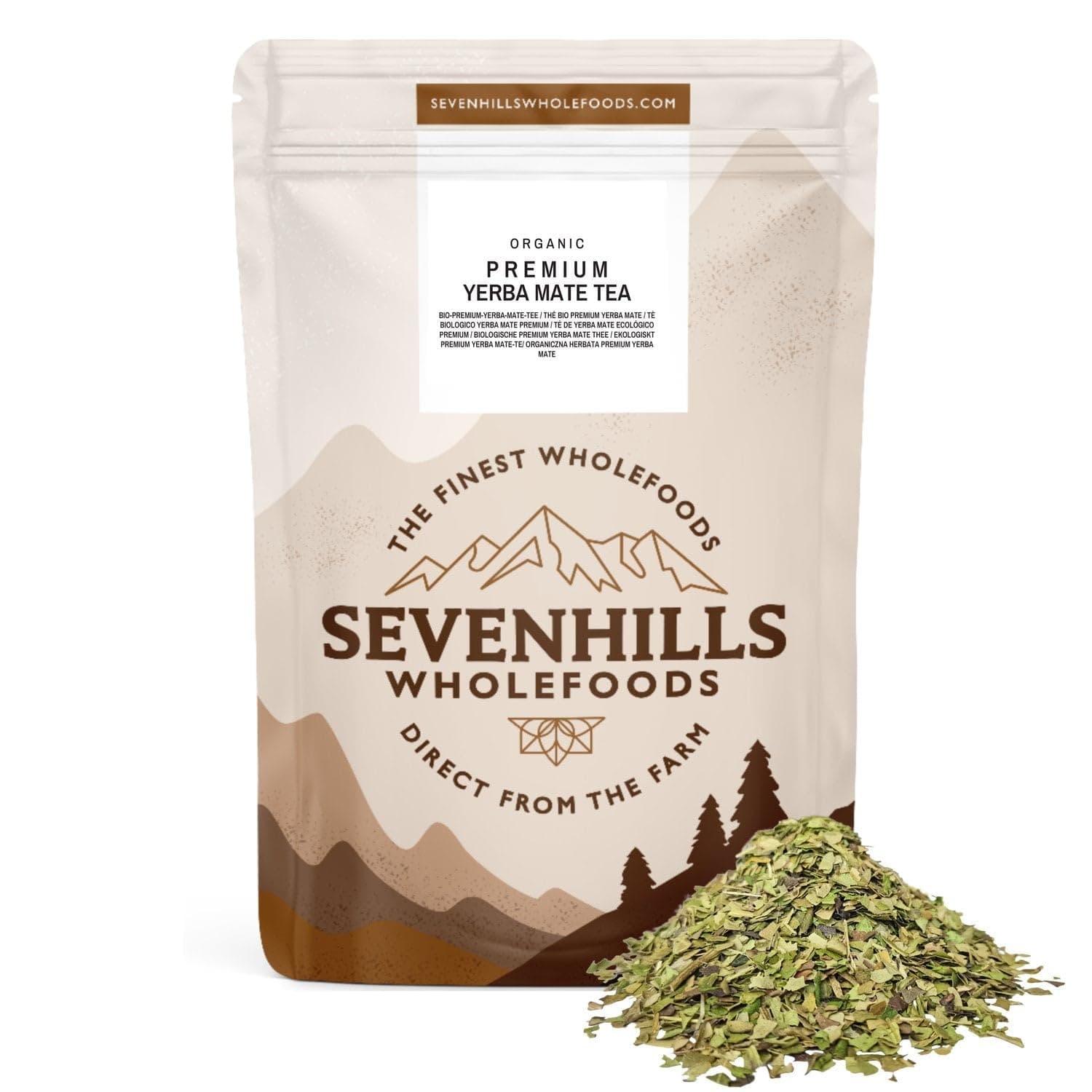 Sevenhills Wholefoods Organic Premium Yerba Mate Green Tea, pure leaf, unsmoked, from Brazil, for natural slow-release energy, 400g, Verde, Erva Mate, Chimarrao, South America