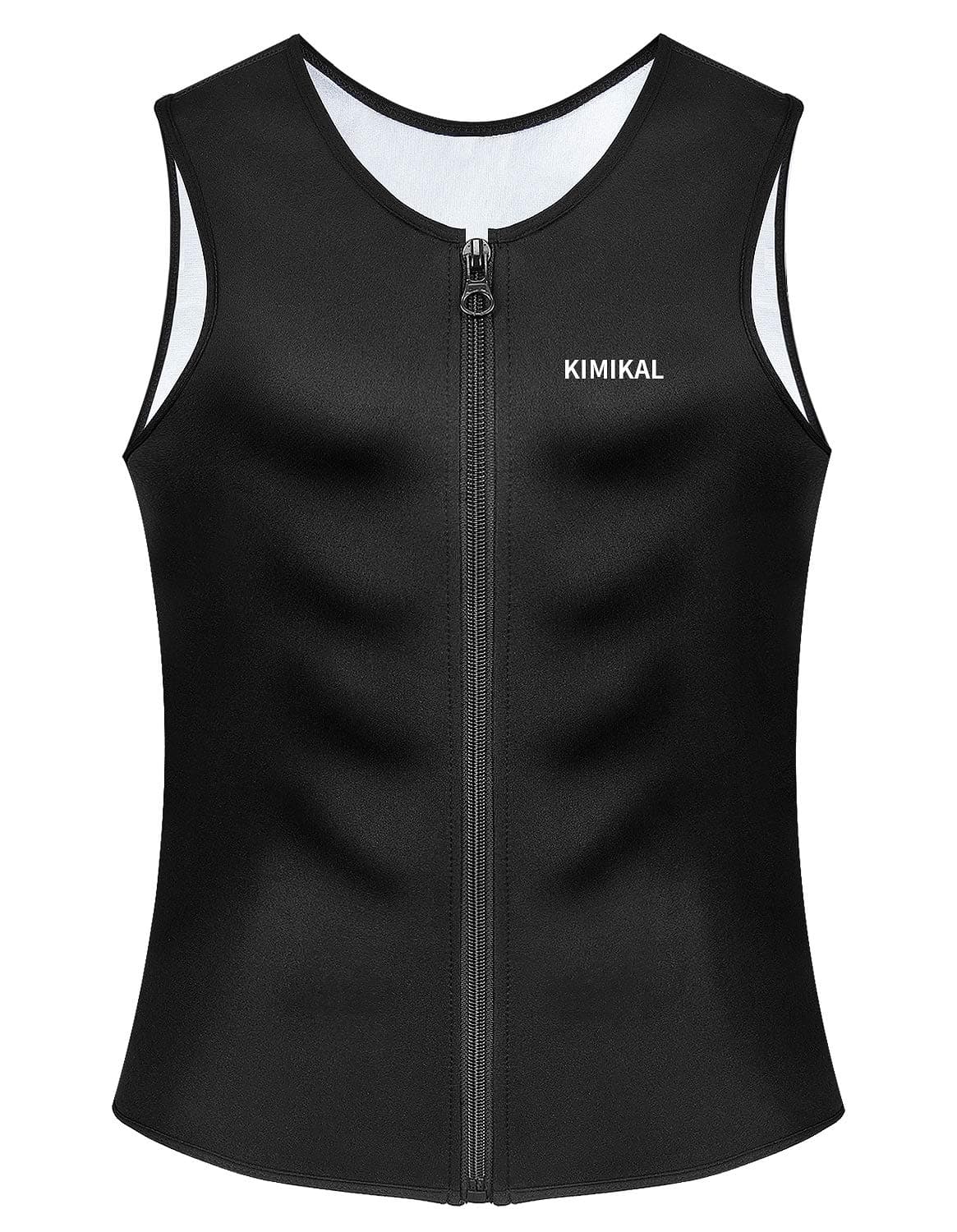 KIMIKAL Tank Top for Men :Sauna Suit Zipper Waist Trainer Vest Gym Sweat Workout Shirts