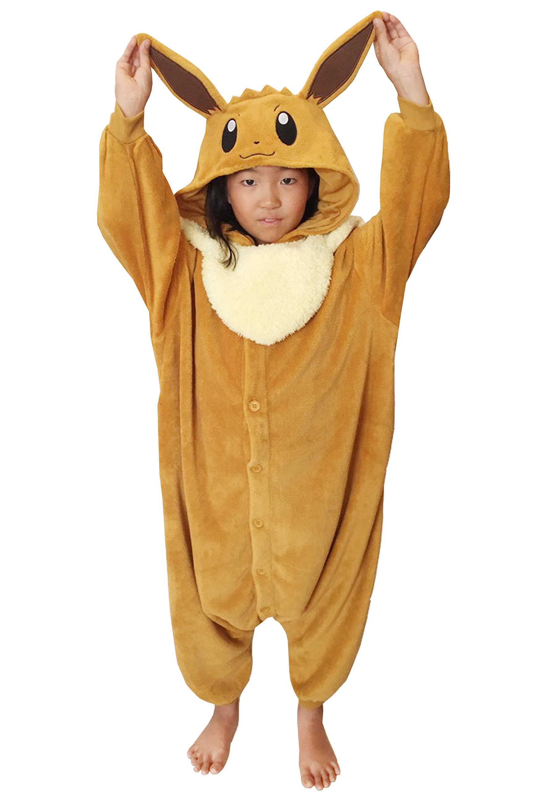 Kigurumi - Pokemon - Eevee - Onesie Jumpsuit Halloween Costume - Kids Size (5-9 Year Old)