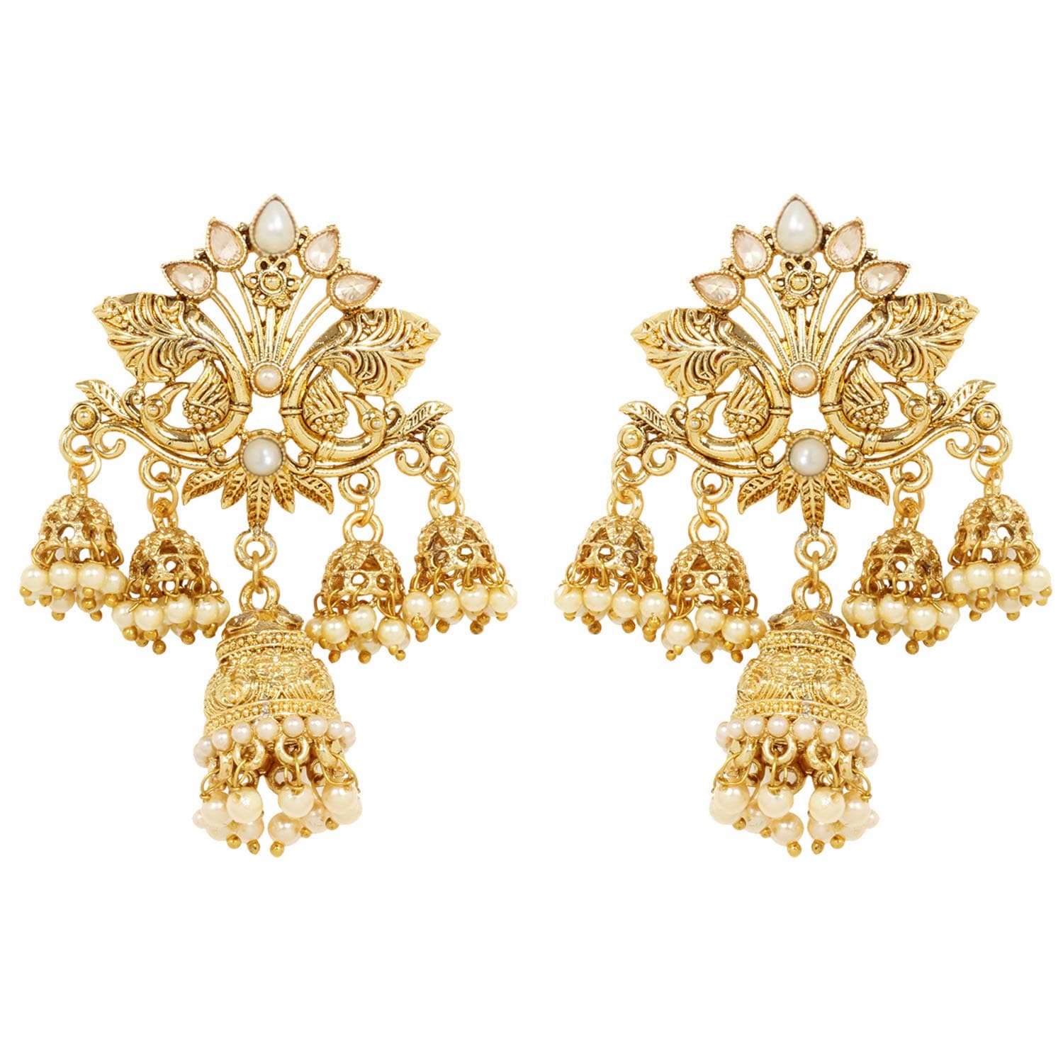 Ratna creation SANARA Indian Bollywood Traditional Ethnic Gold Tone Jhumka Jhumki Earrings Wedding Partywear Jewelry