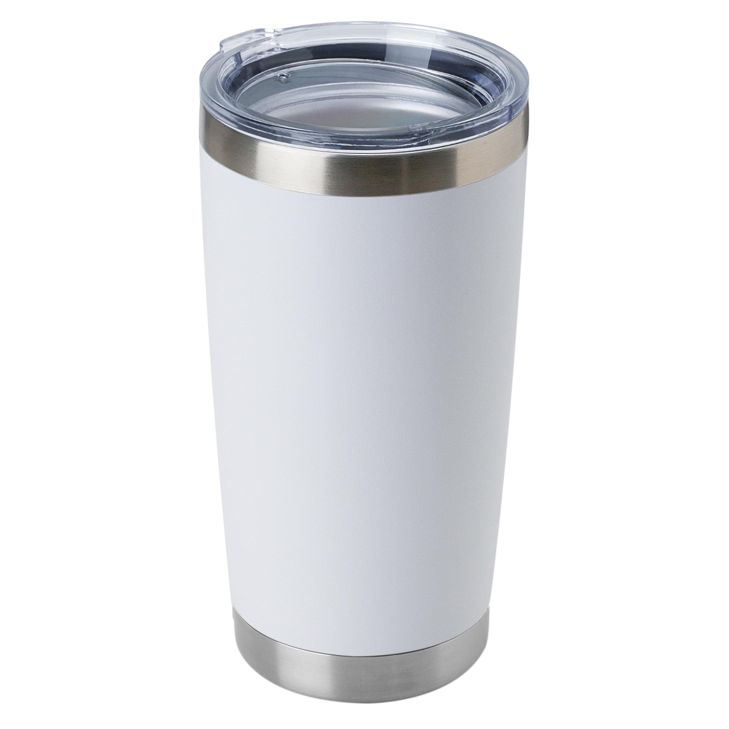 DOMICARE 20oz Stainless Steel Tumbler Bulk with Lid, Double Wall Vacuum Insulated Travel Mug, Powder Coated Coffee Cup, Powder White, 1 Pack