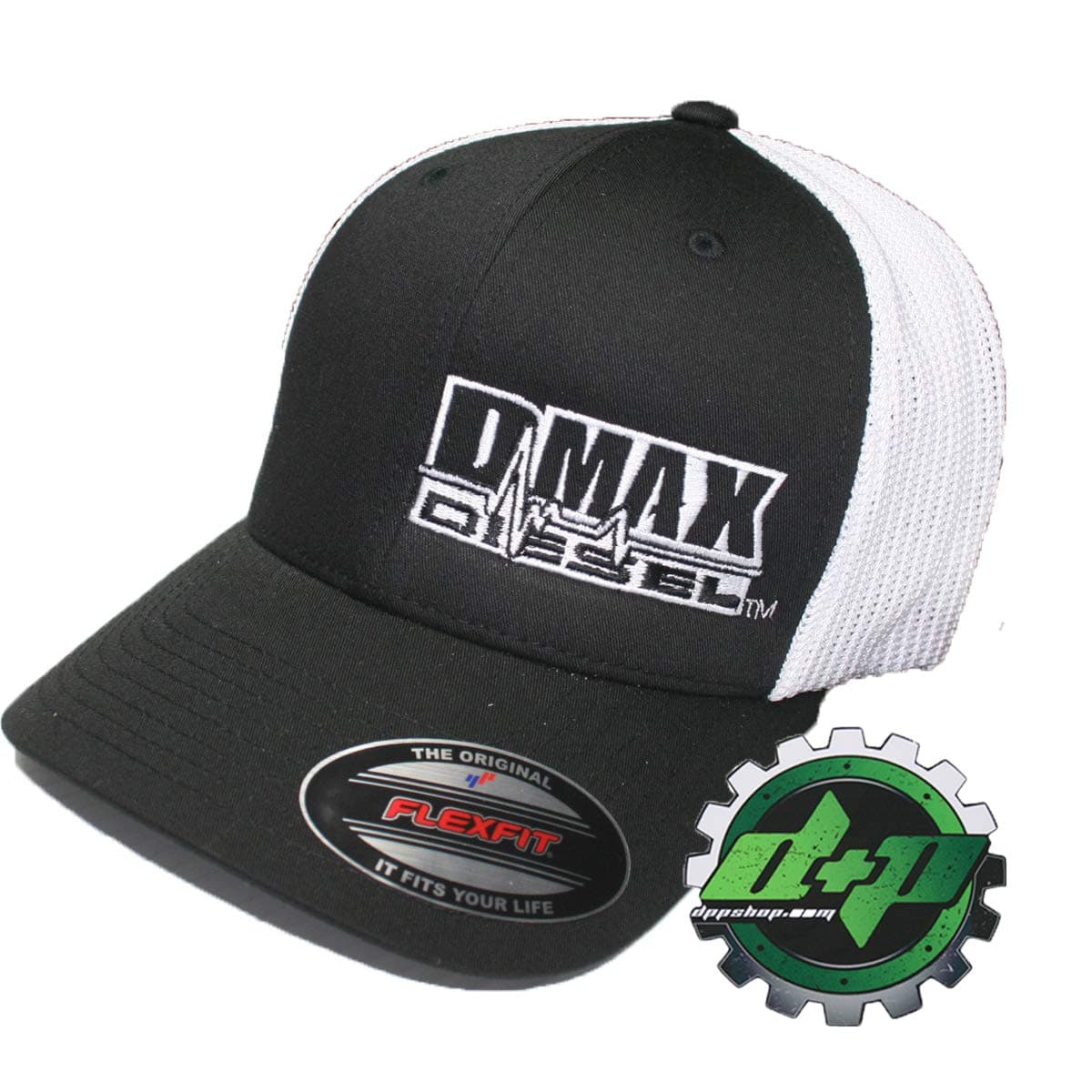 DMAX Diesel Flex t Fitted Flex fit Trucker Ball Cap hat Chevy Duramax Gear OSFA Black/White