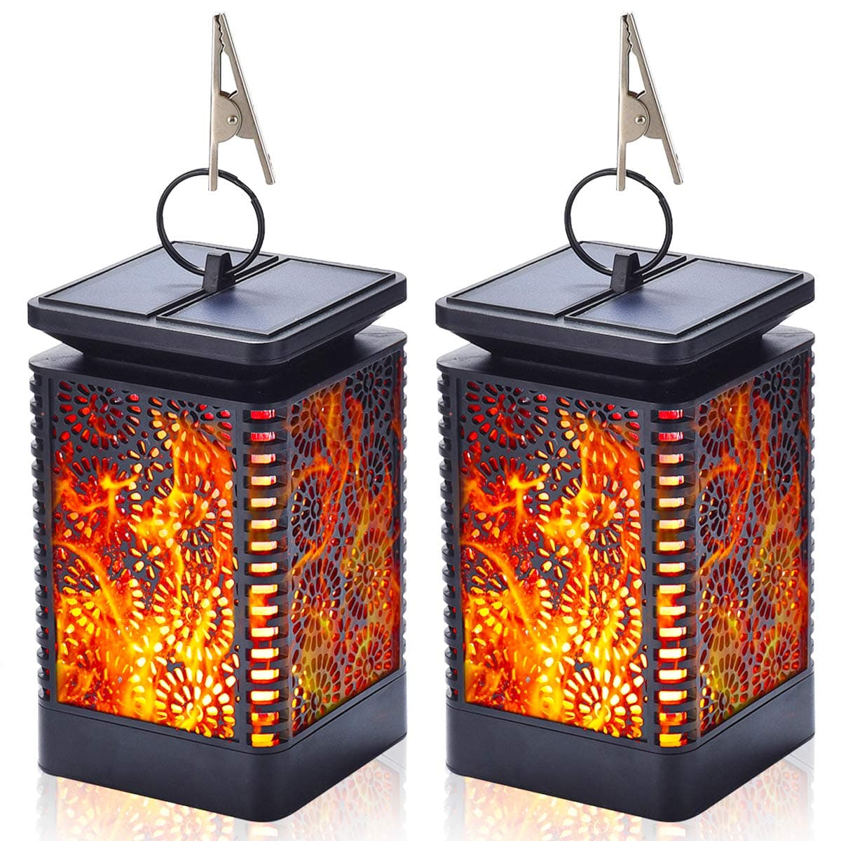 Kithouse 2 Pack Hanging Solar Lanterns Lights Outdoor Hanging Waterproof Decorative Lantern for Garden Patio Yard Party Festival Decor