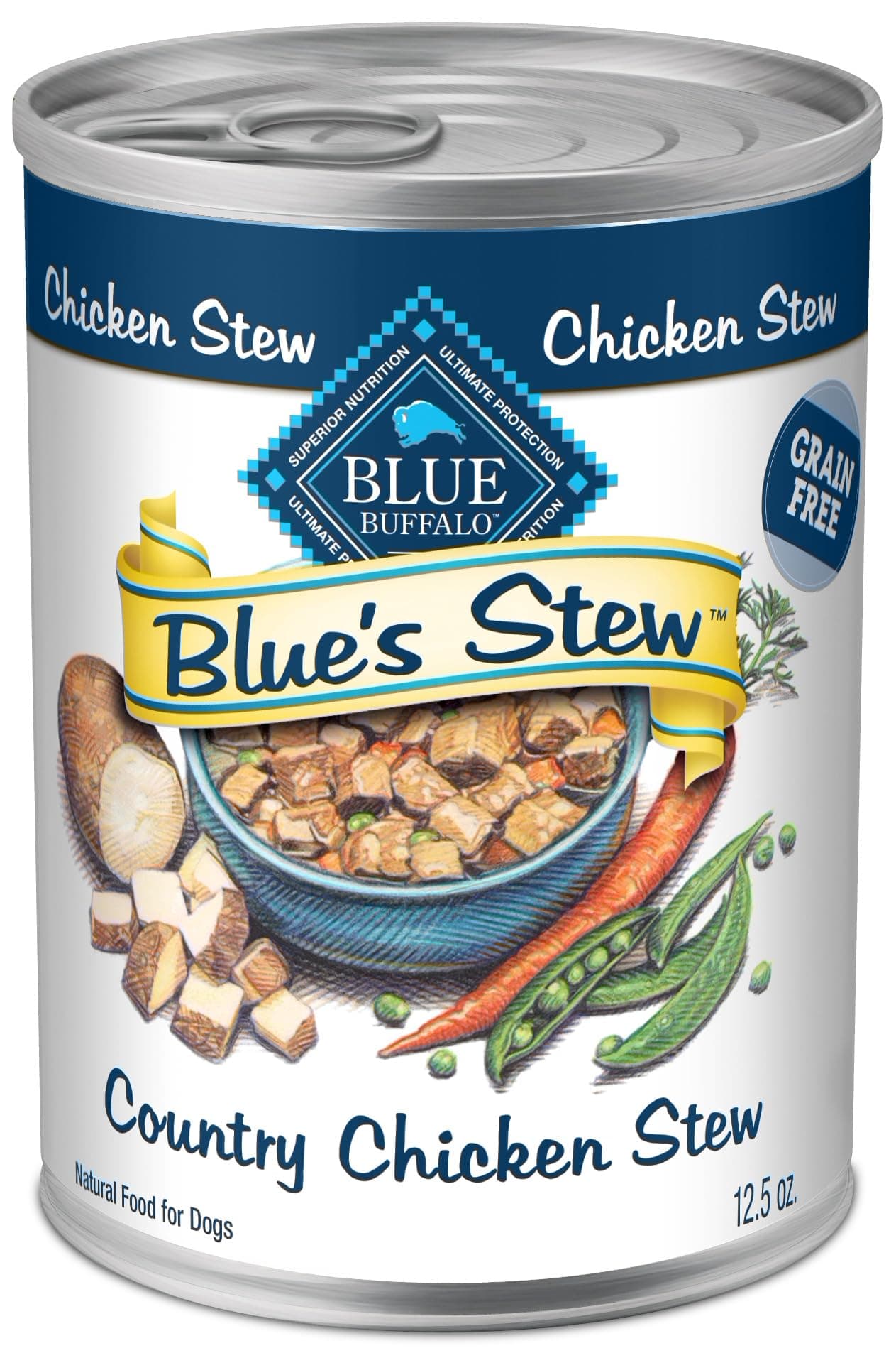 Blue Buffalo Blue's Stew Grain Free Natural Adult Wet Dog Food, Chicken Stew 12.5 oz cans (Pack of 12)