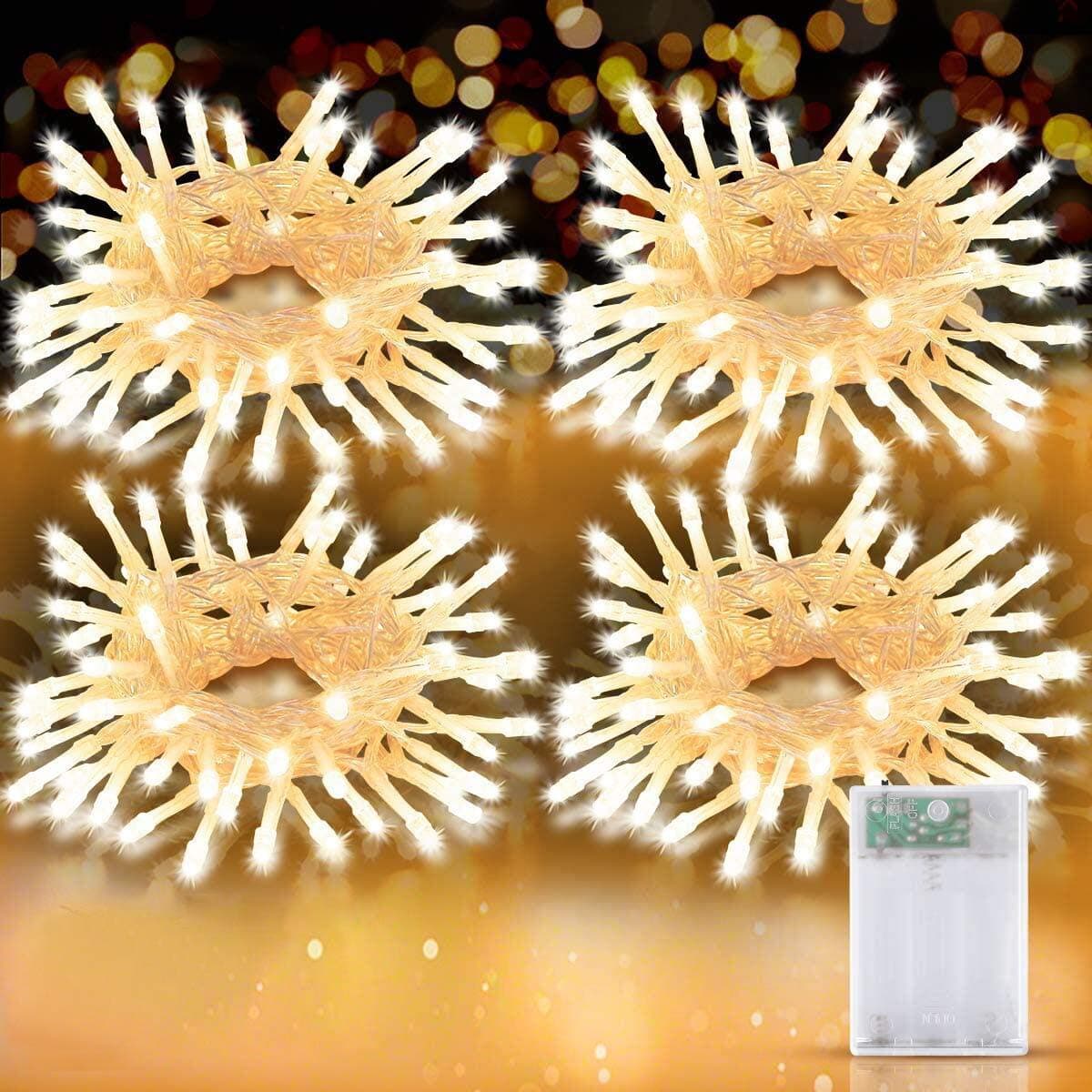 Fairy Lights Indoor 4 Pack, 5m 50 LED Fairy Lights Battery Operated, LED String Lights for Home Bedroom Christmas Wedding Party Decoration (Warmwhite)