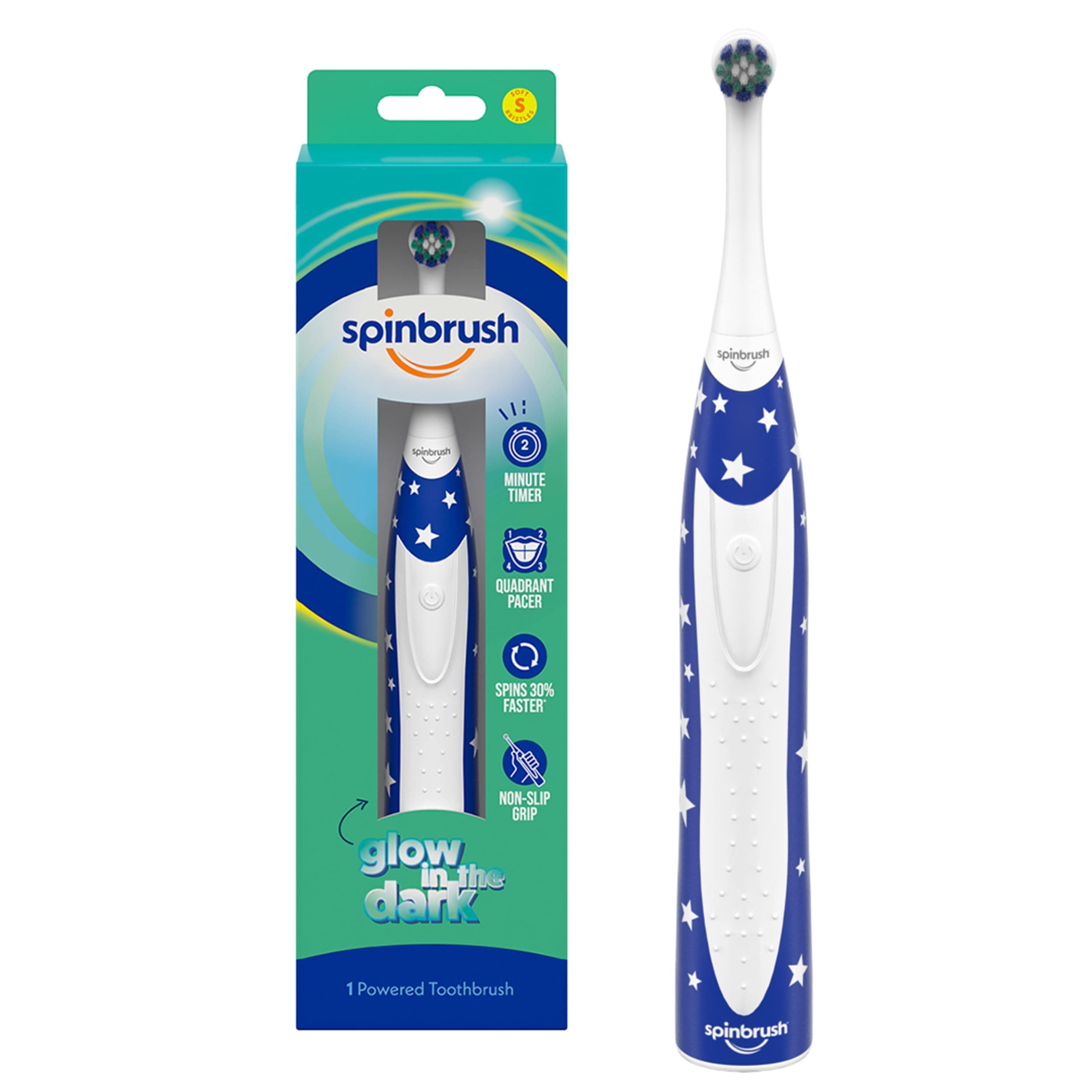 Spinbrush Smart Clean Kids Electric Toothbrush, Glow in The Dark, Battery-Powered