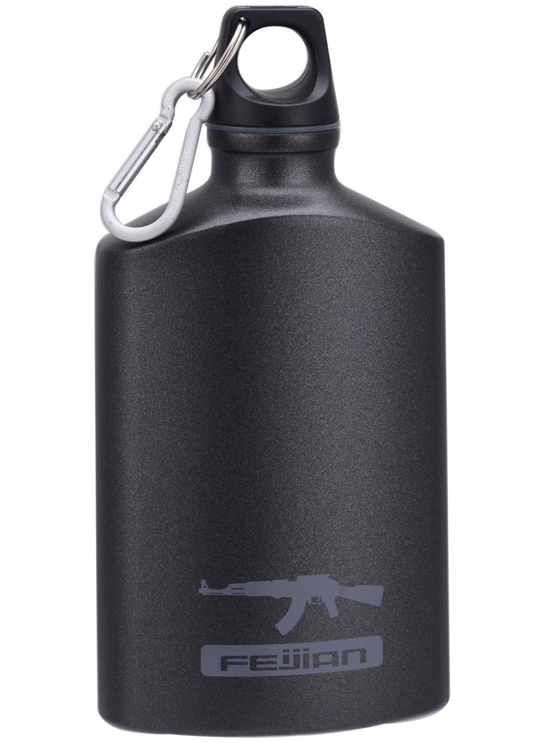 Outdoor sports aluminum flat kettle oval pot kettle cups Water Bottle cool series 0.5L,Black