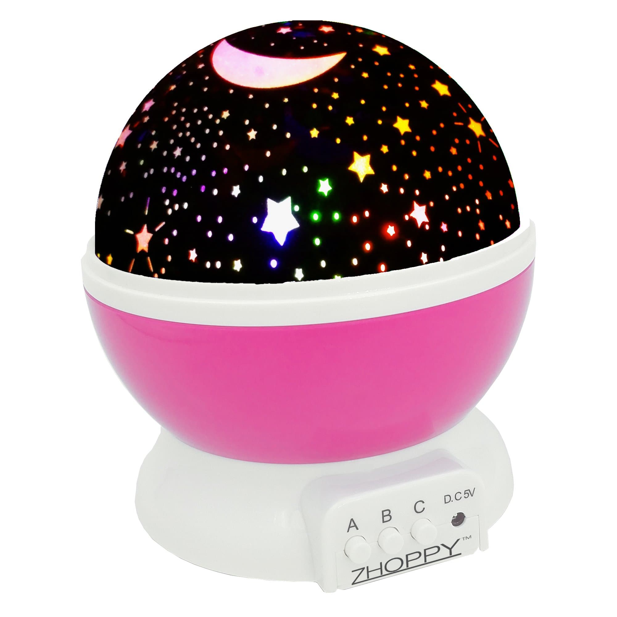 ZHOPPYZHOPPY Night Lights for Girls, Star and Moon Starlight Projector Bedside Lamp for Baby Room Kids Bedroom Decorations - Birthday Gifts for Girls, Pink