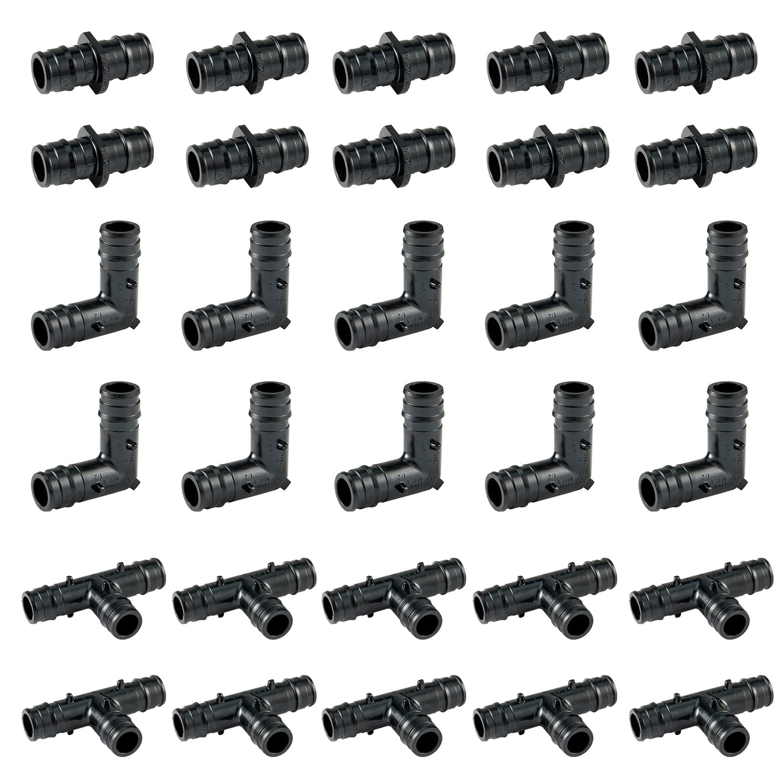 3/4" Poly PEX A Expansion Fitting Pack, PPSU Combo Fittings with Tees(110), Elbows(110), Couplings(110), For 3/4 Inch PEX Pipe