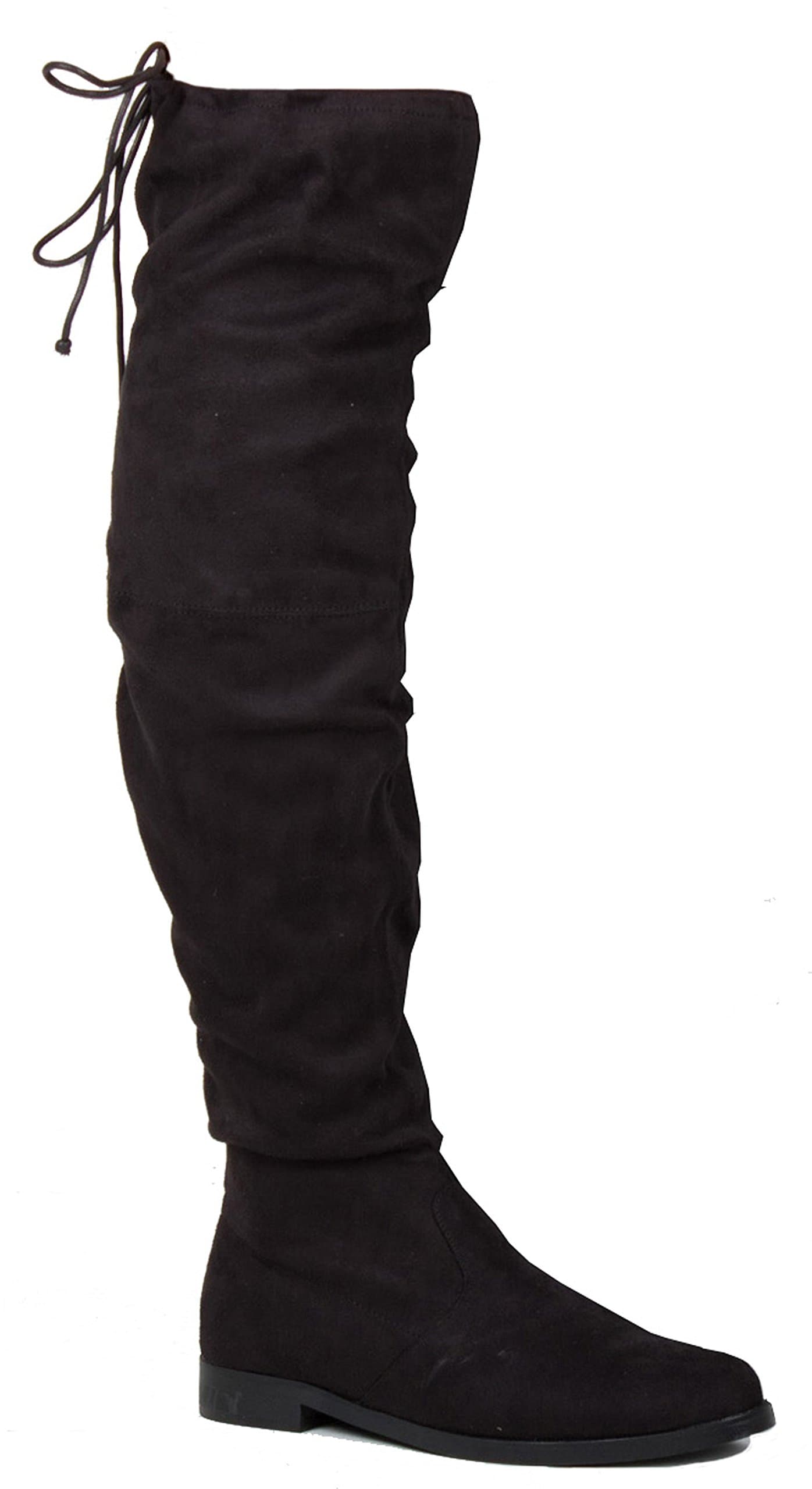 WOMENS LADIES THIGH HIGH OVER THE KNEE FLAT LOW HEEL STRETCH BOOTS SIZE