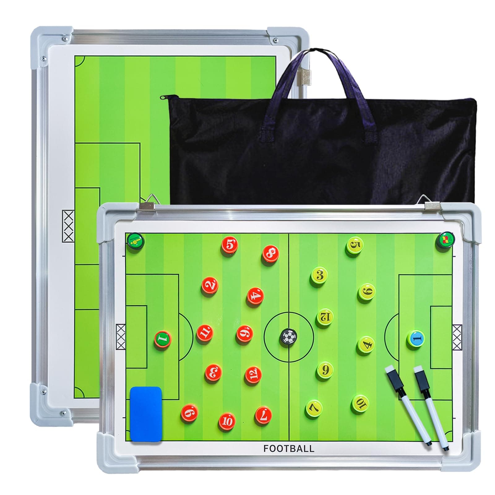 Magnetic Soccer Coaching Tactics Board, Portable Soccer Clipboard for Coaches Soccer Dry Erase Whiteboard Strategy Tactical Blackboard Football Coach Board with Player Markers, Pen and Eraser